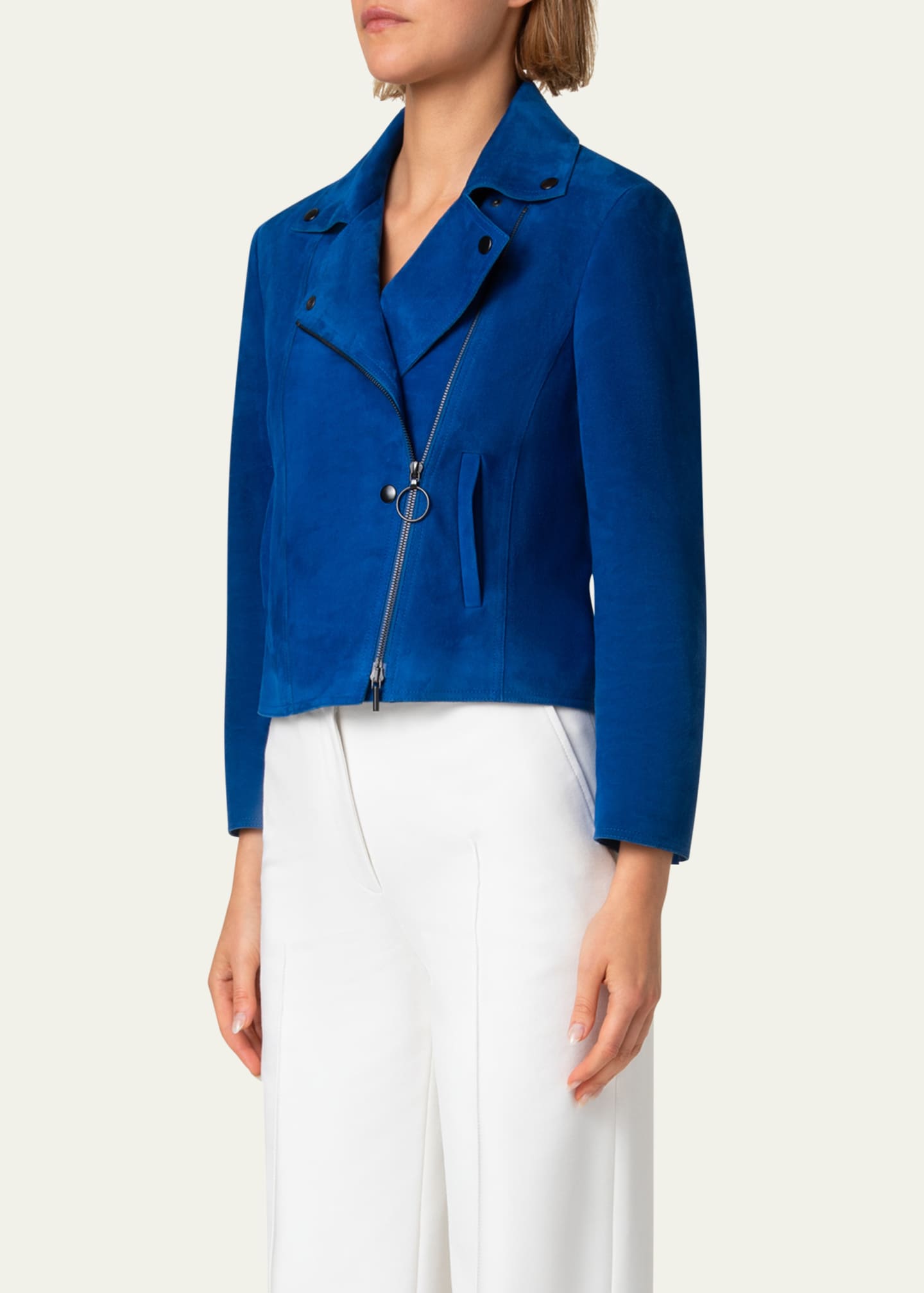 Akris punto Suede Biker Jacket Image 4 of 5
