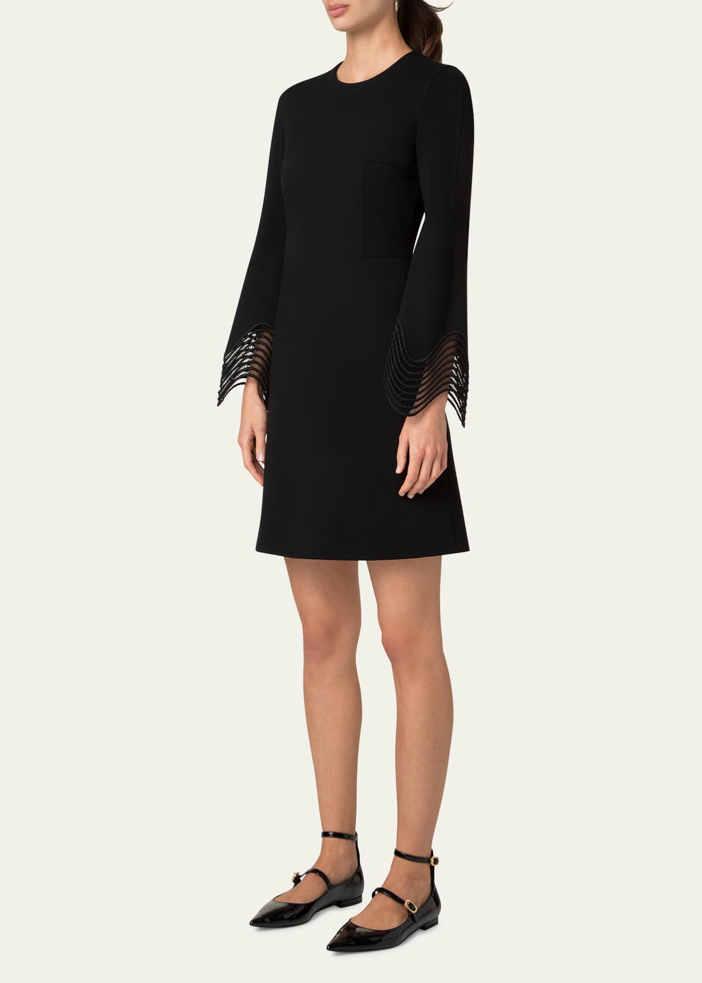 Akris punto Waved Lace Cuff Jersey Mini Dress Image 4 of 5