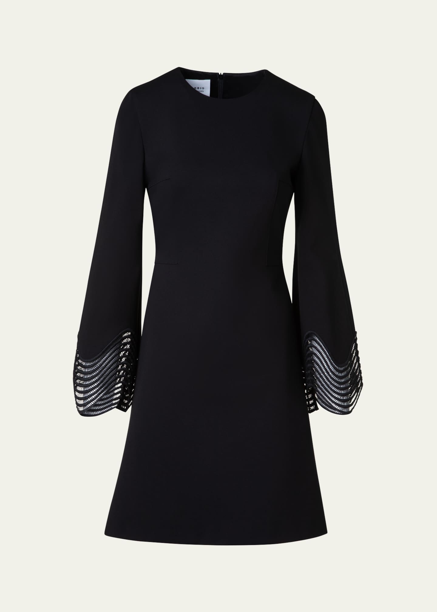 Akris punto Waved Lace Cuff Jersey Mini Dress Image 1 of 5