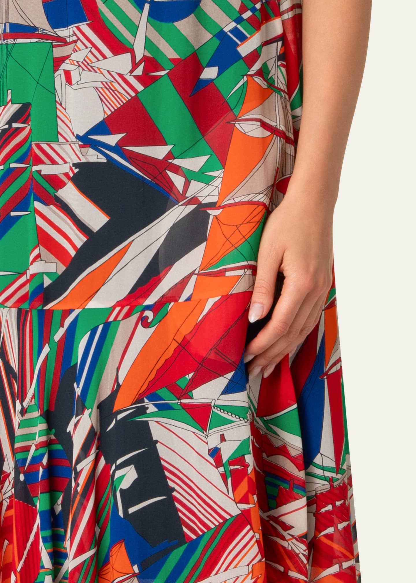 Akris punto Sea Clipper Print Midi Georgette Dress Image 5 of 5