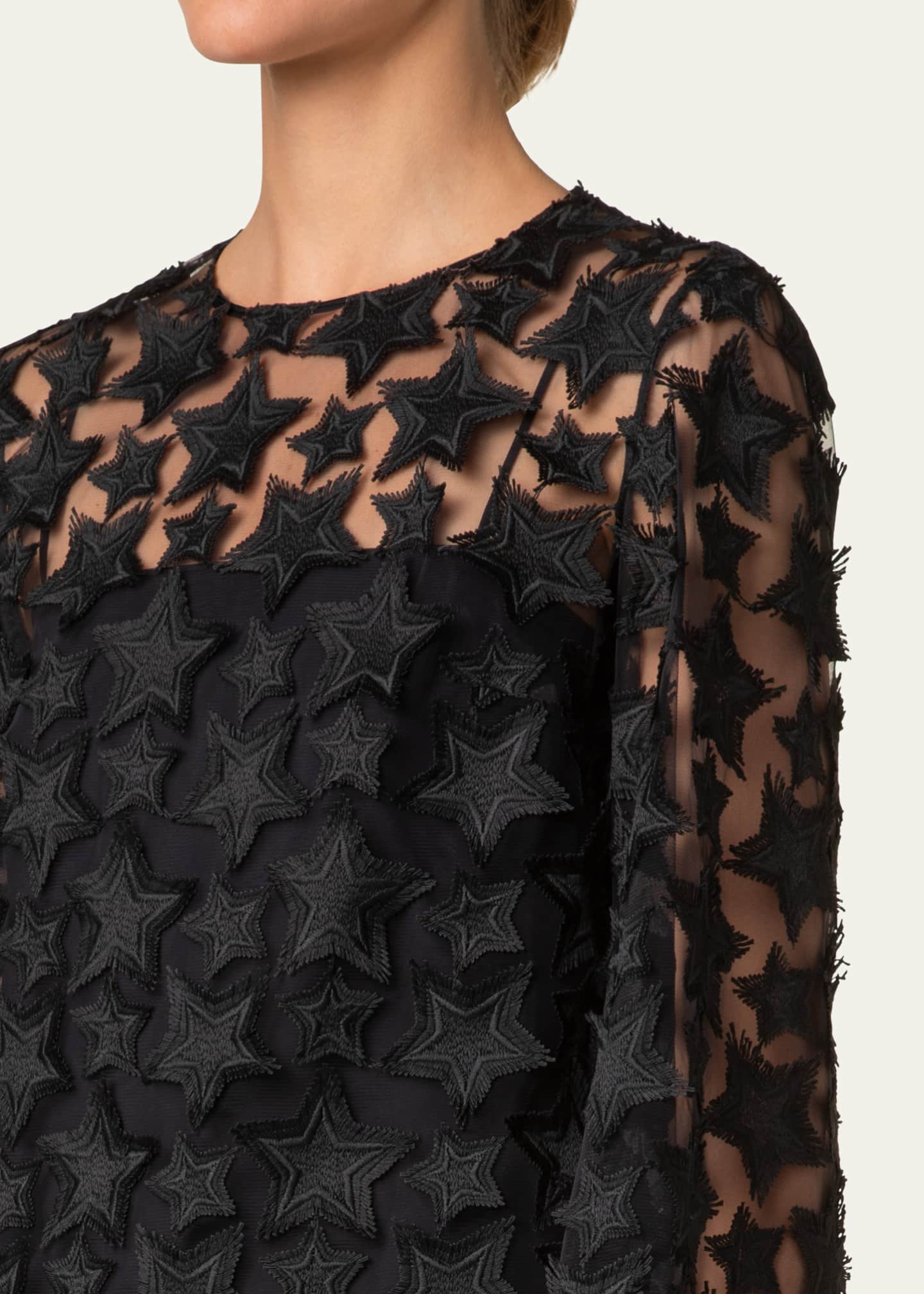 Akris punto 3D Star Embroidery Tulle Loose Blouse Image 5 of 5