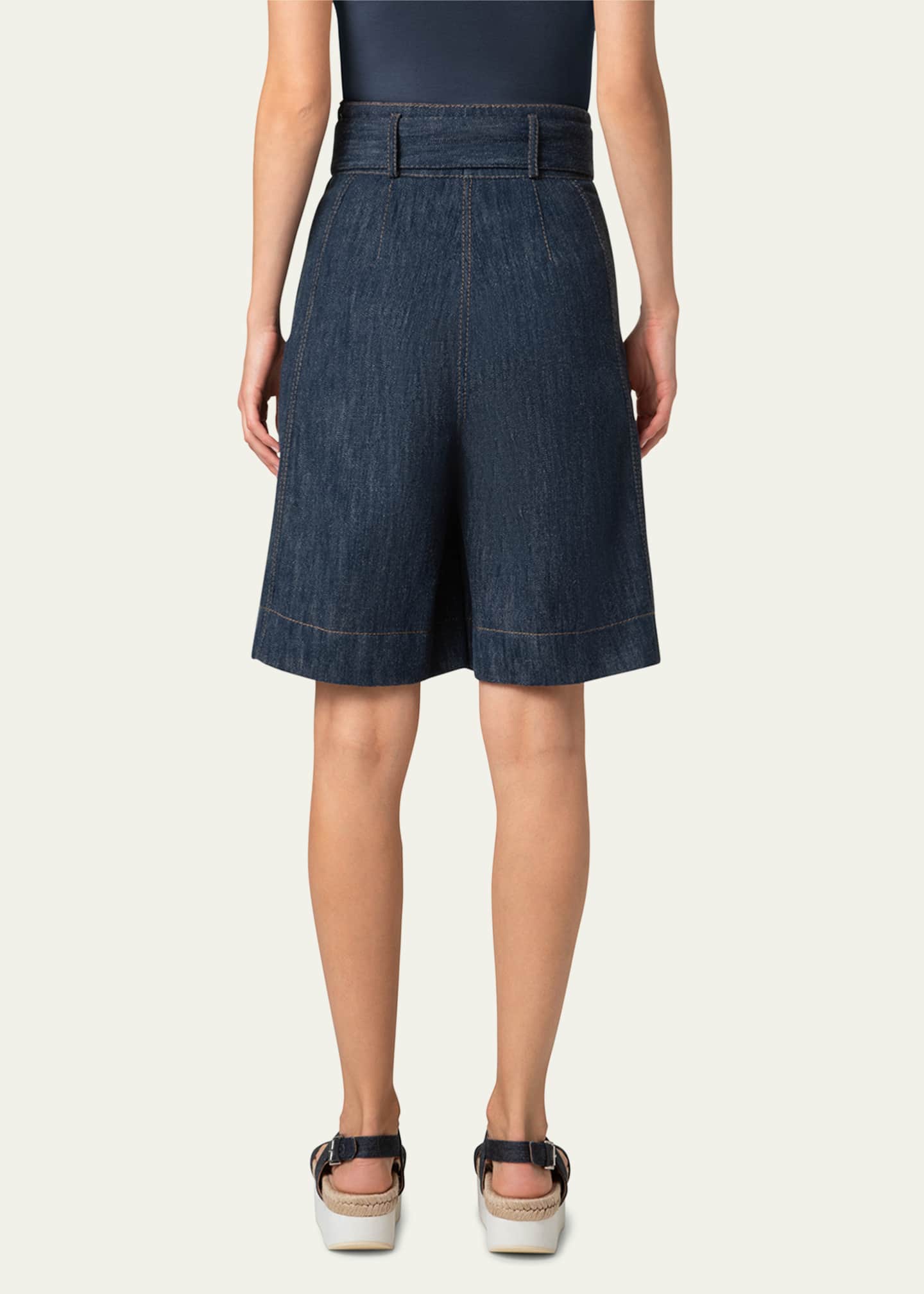 Akris punto Fioretta Belted Sailor Denim Bermuda Shorts Image 3 of 5