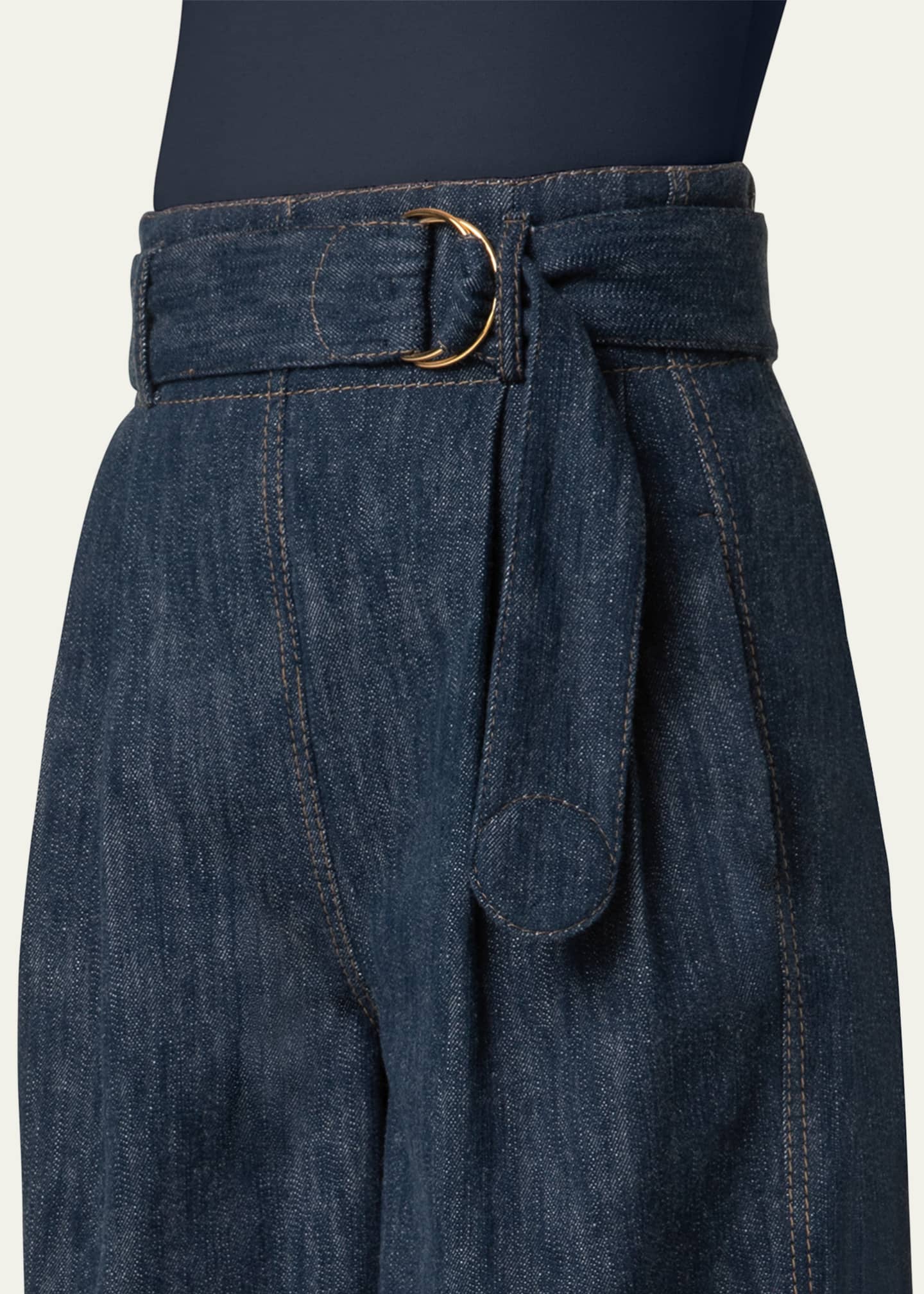 Akris punto Fioretta Belted Sailor Denim Bermuda Shorts Image 5 of 5