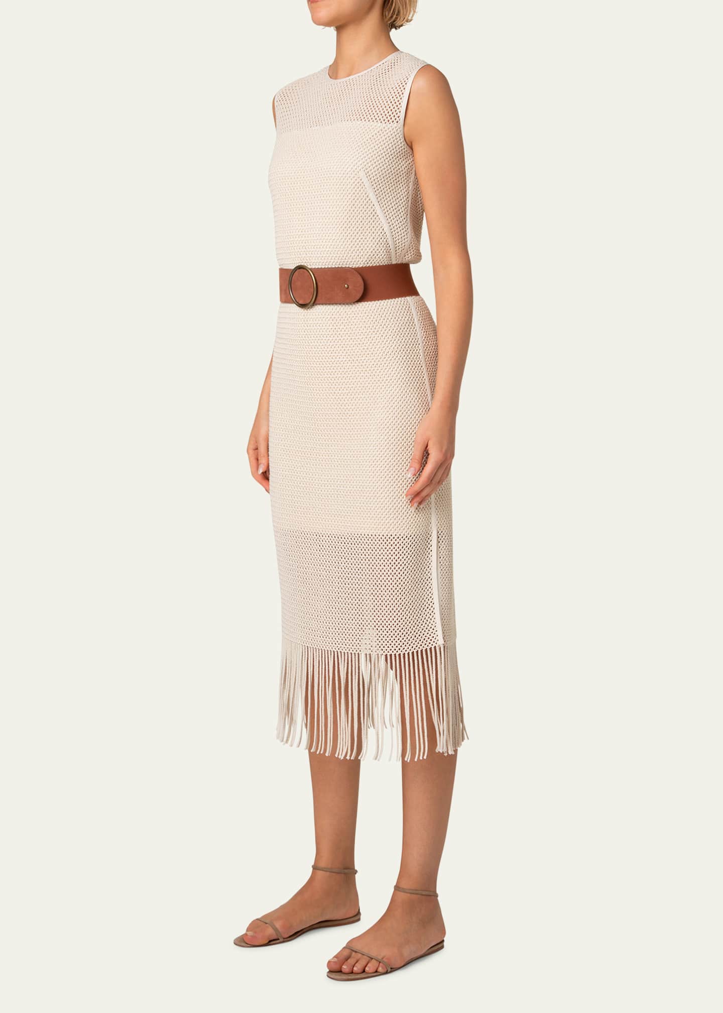 Akris punto Fringe Mesh Midi Dress Image 4 of 5