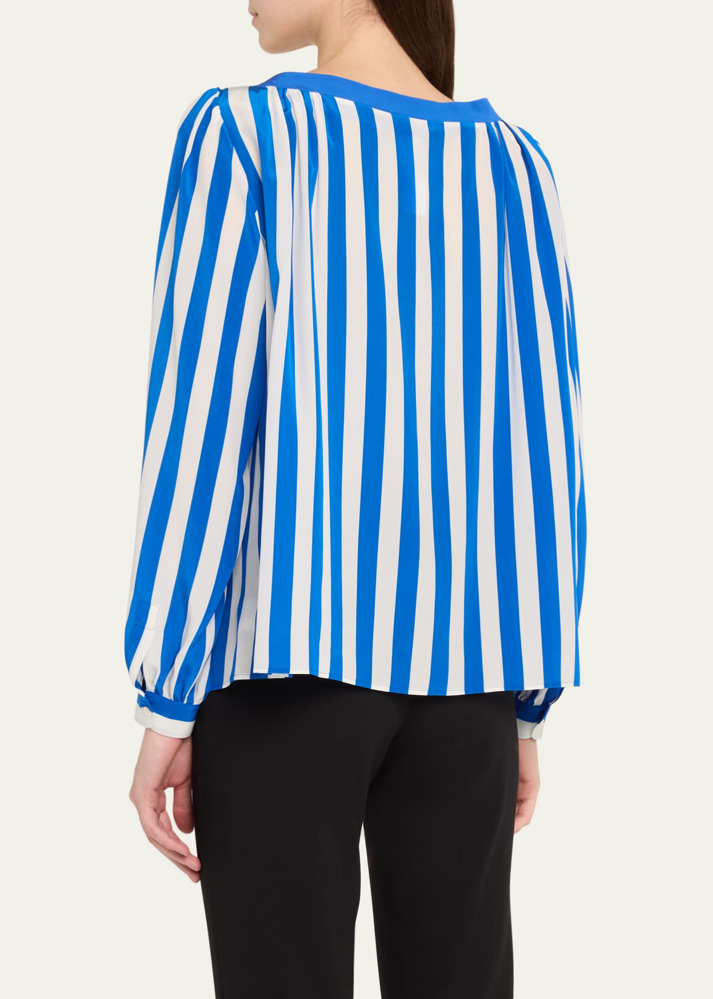 Akris punto Striped Silk Long-Sleeve Blouse Image 3 of 5