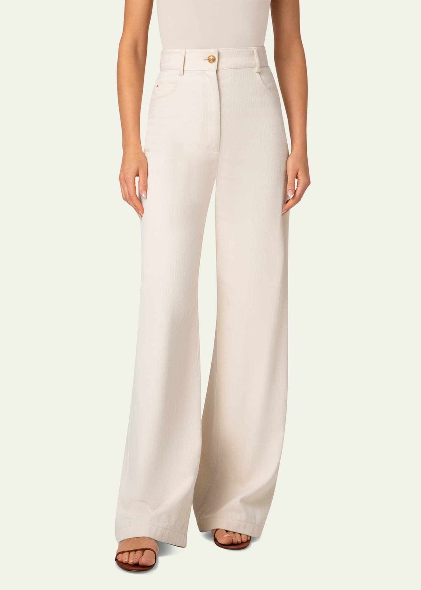 Akris punto Cooper Wide Leg Cotton Wool Denim Pants Image 2 of 4