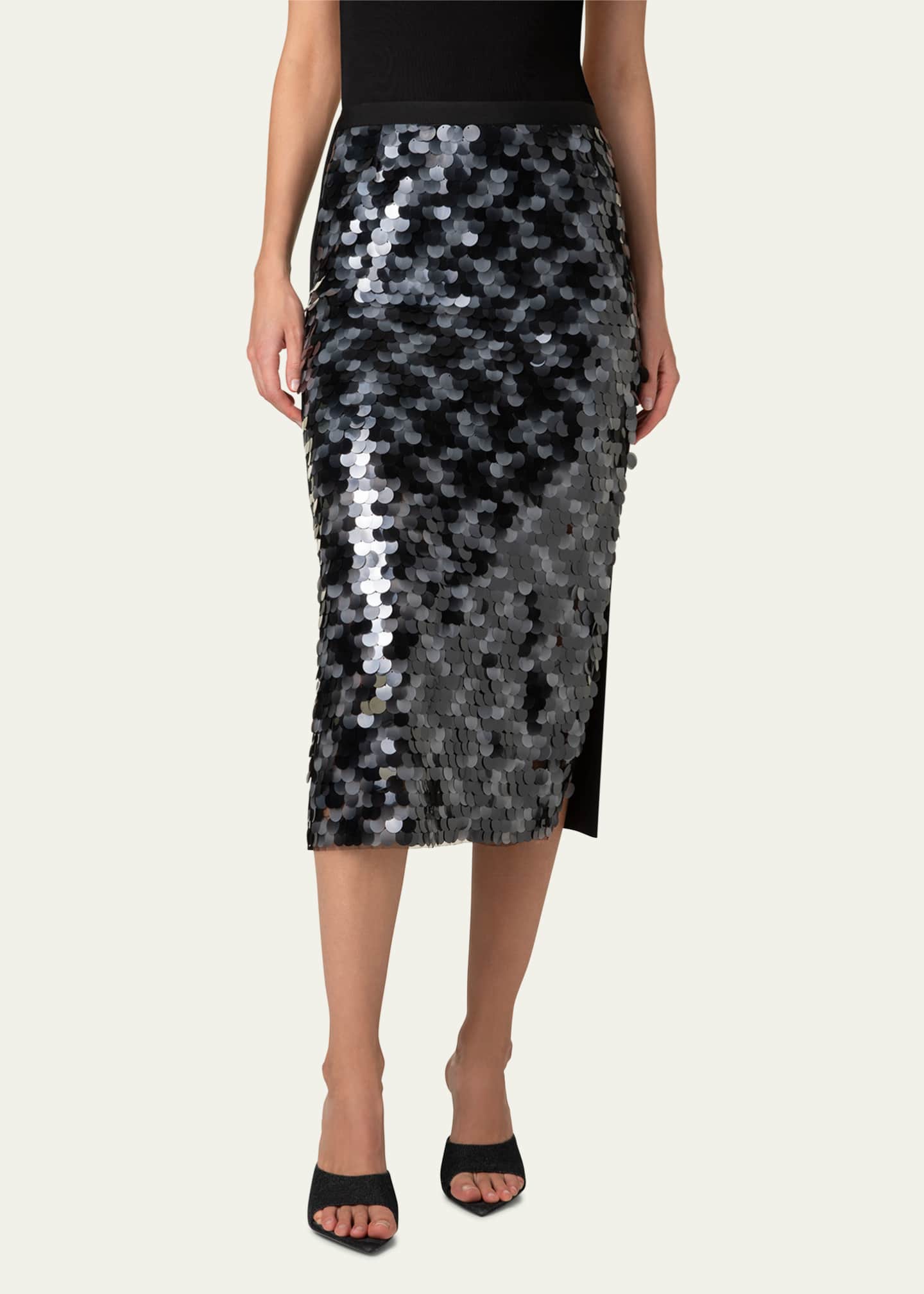 Akris punto Mix Media Lasercut Dot Sequined Midi Skirt Image 2 of 5