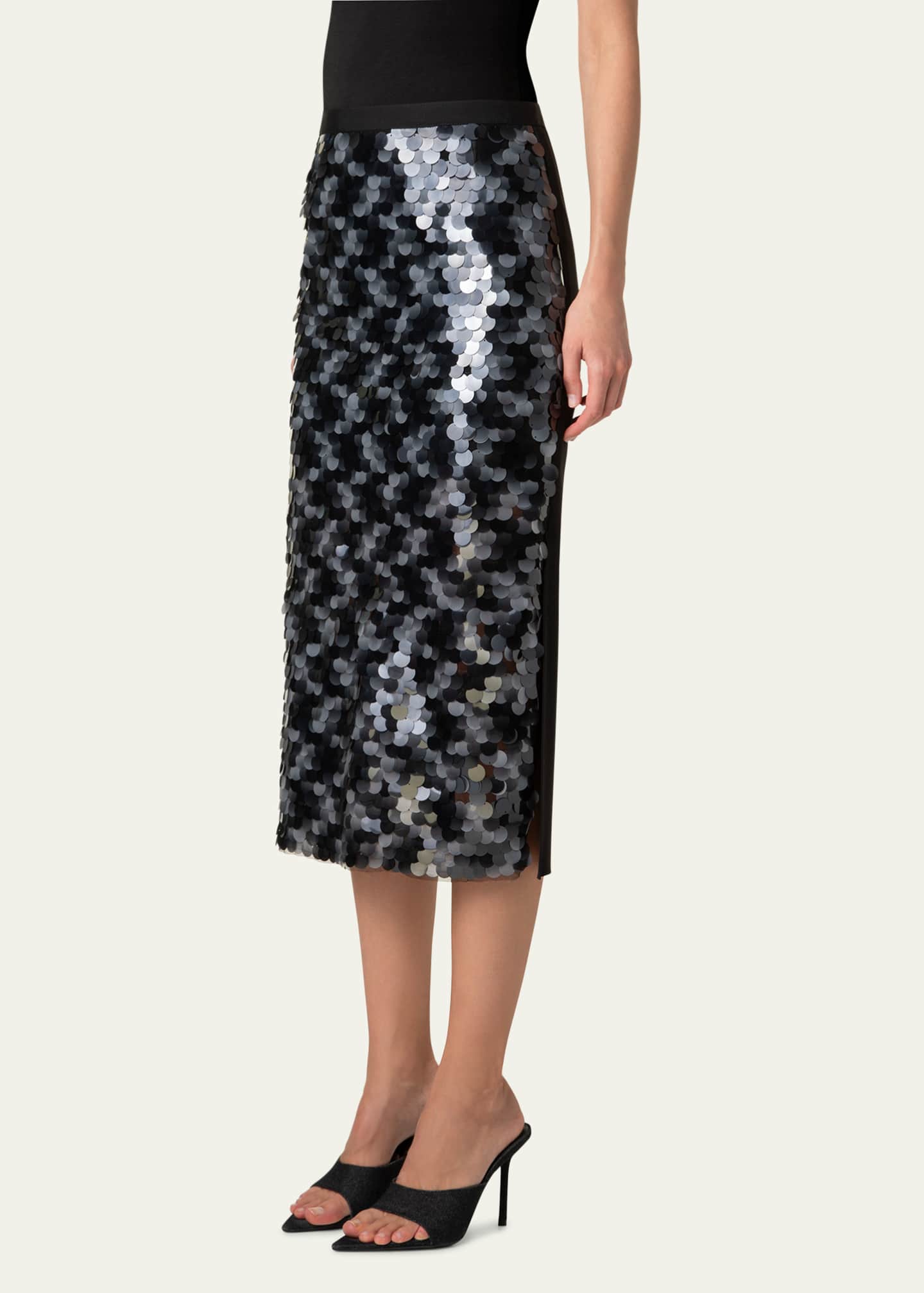 Akris punto Mix Media Lasercut Dot Sequined Midi Skirt Image 4 of 5