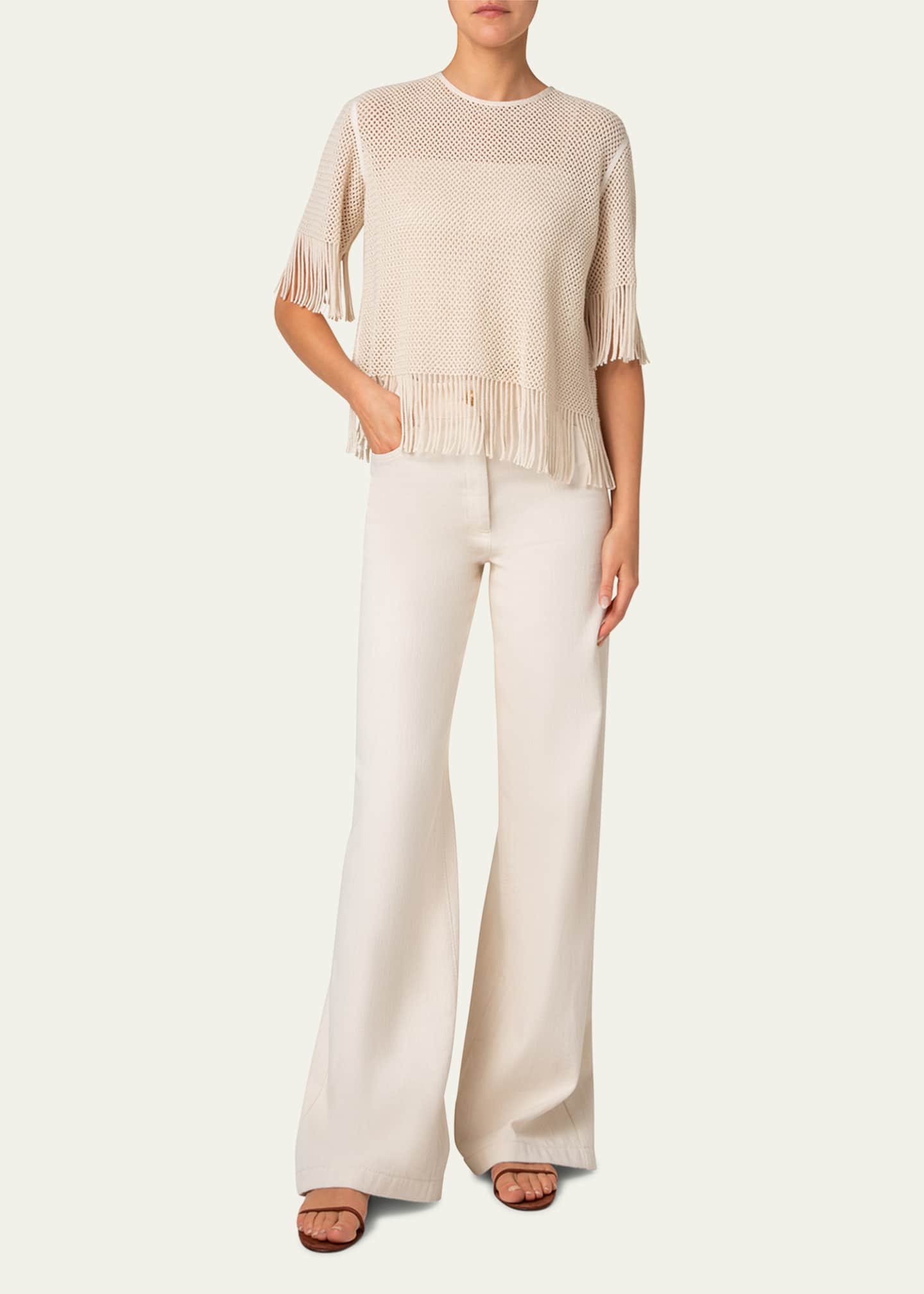 Akris punto Fringe Cotton Mesh Blouse Image 2 of 5