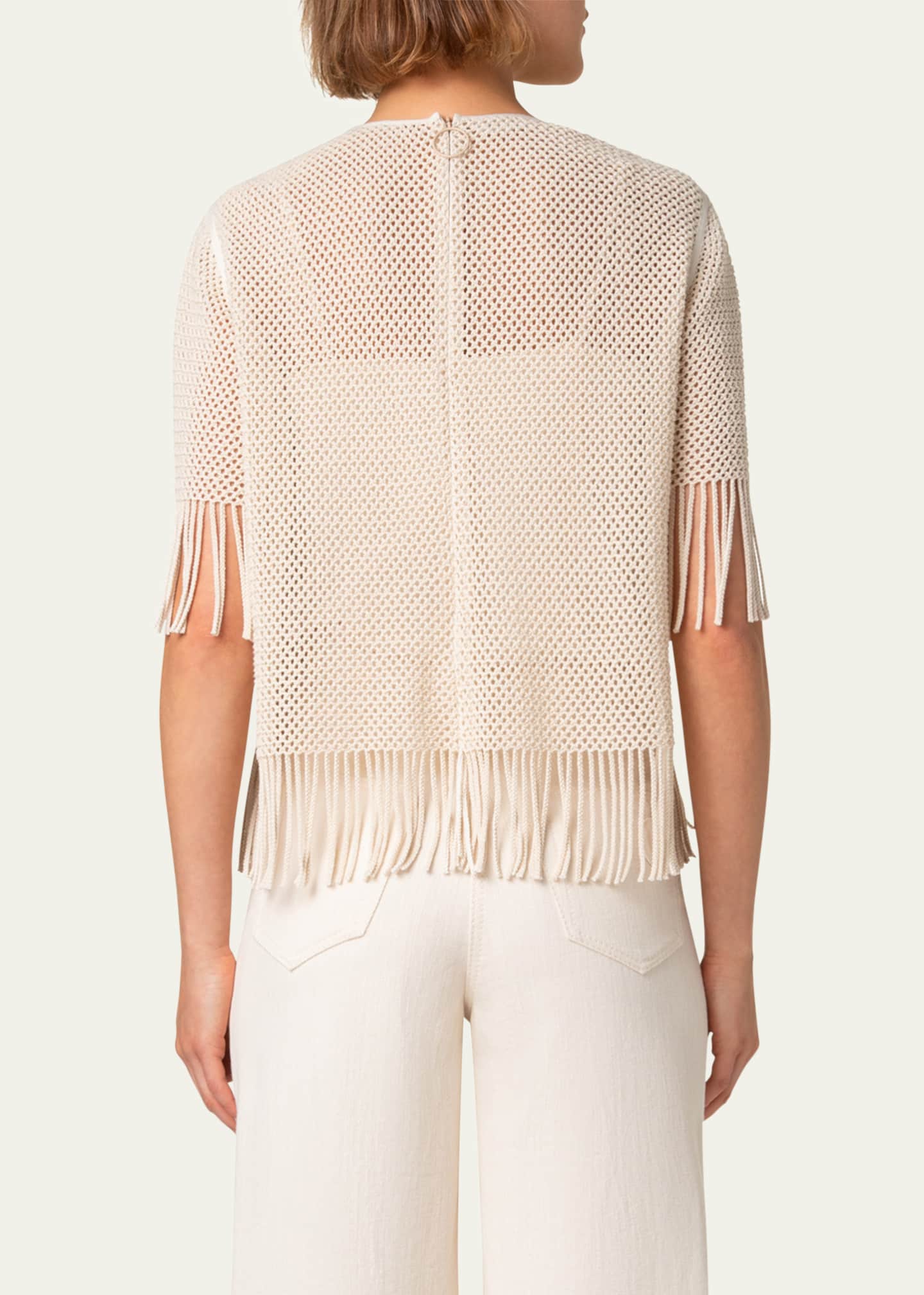 Akris punto Fringe Cotton Mesh Blouse Image 3 of 5