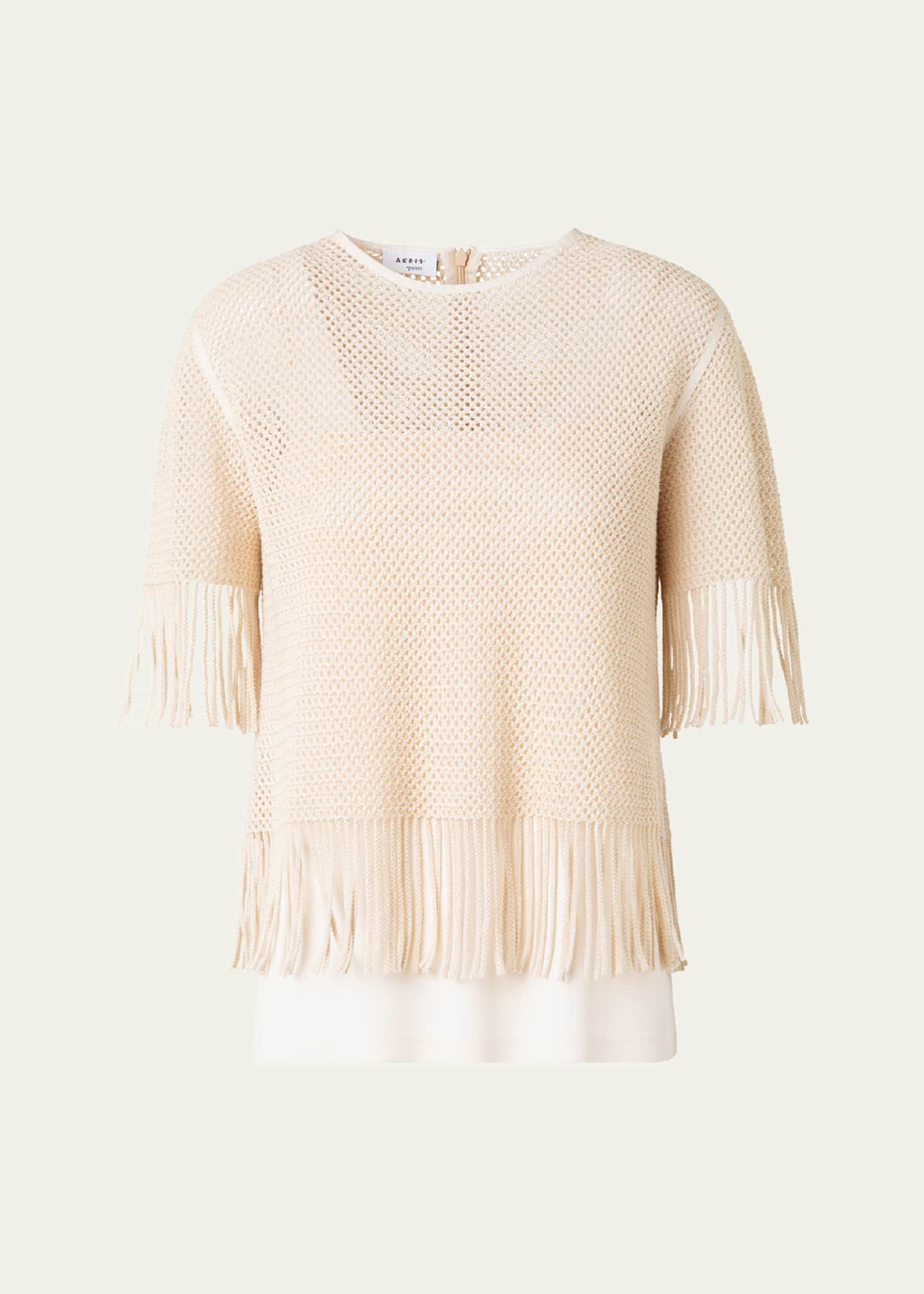 Akris punto Fringe Cotton Mesh Blouse Image 1 of 5