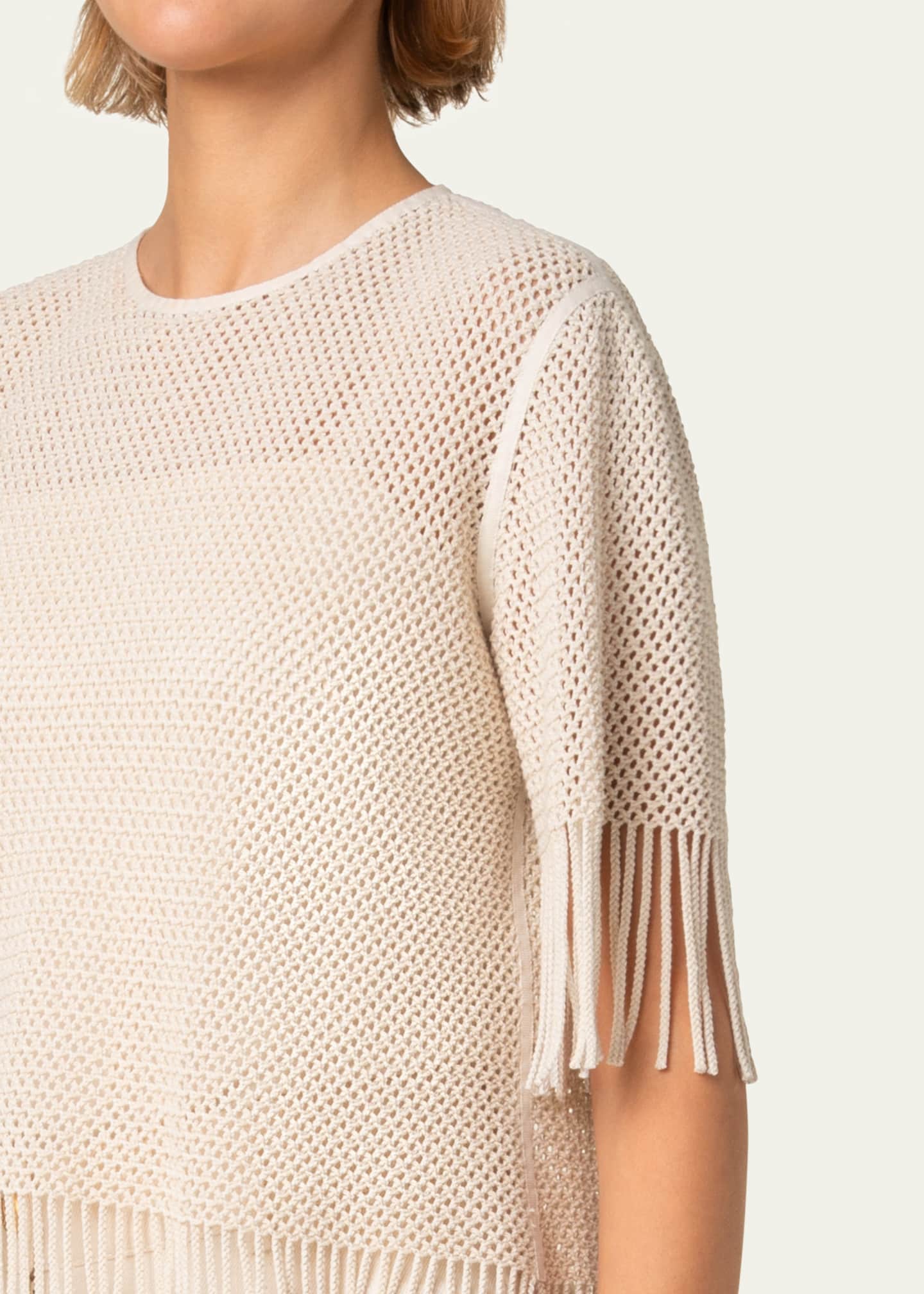 Akris punto Fringe Cotton Mesh Blouse Image 5 of 5