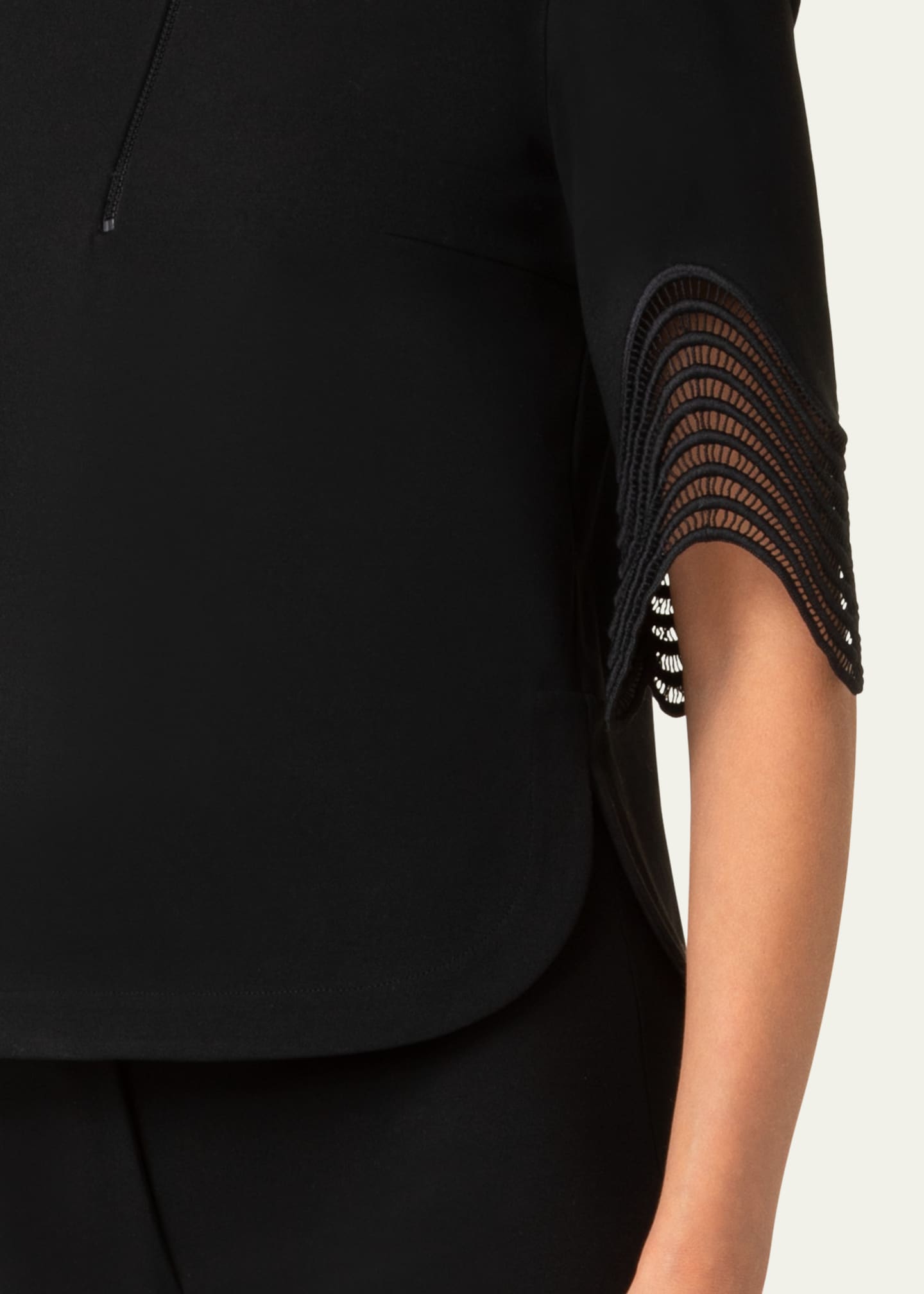 Akris punto Waved Lace Borders Polo Jersey Shirt Image 5 of 5