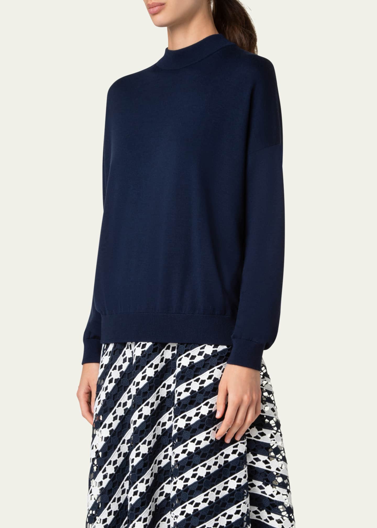 Akris punto Mock Neck Merino Wool Sweater Image 4 of 5