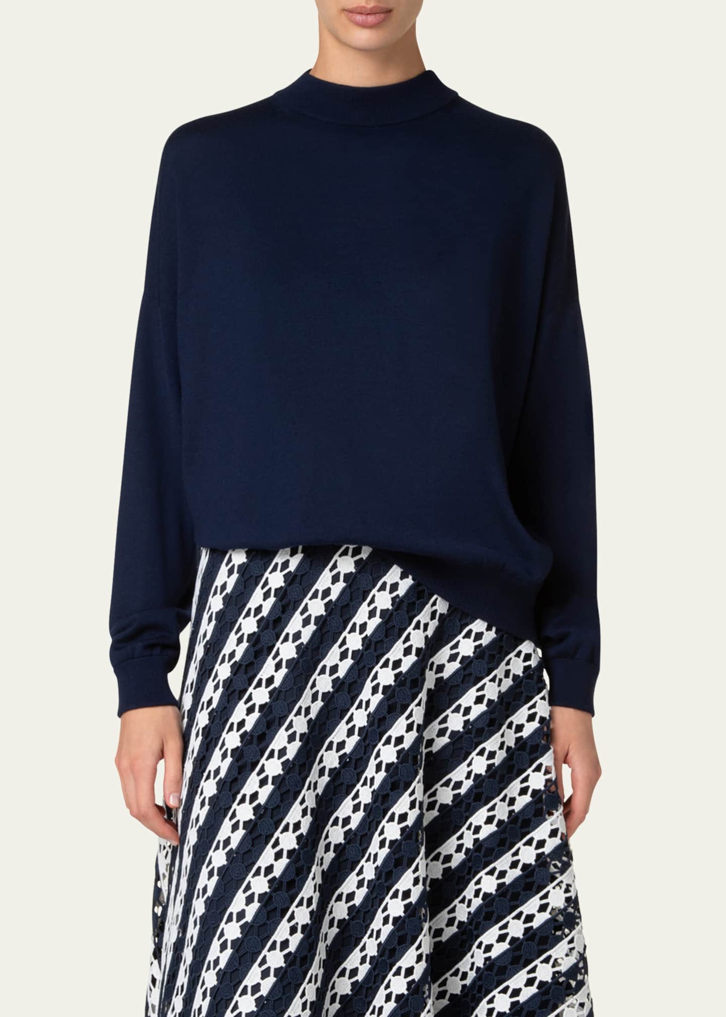 Akris punto Mock Neck Merino Wool Sweater Image 5 of 5