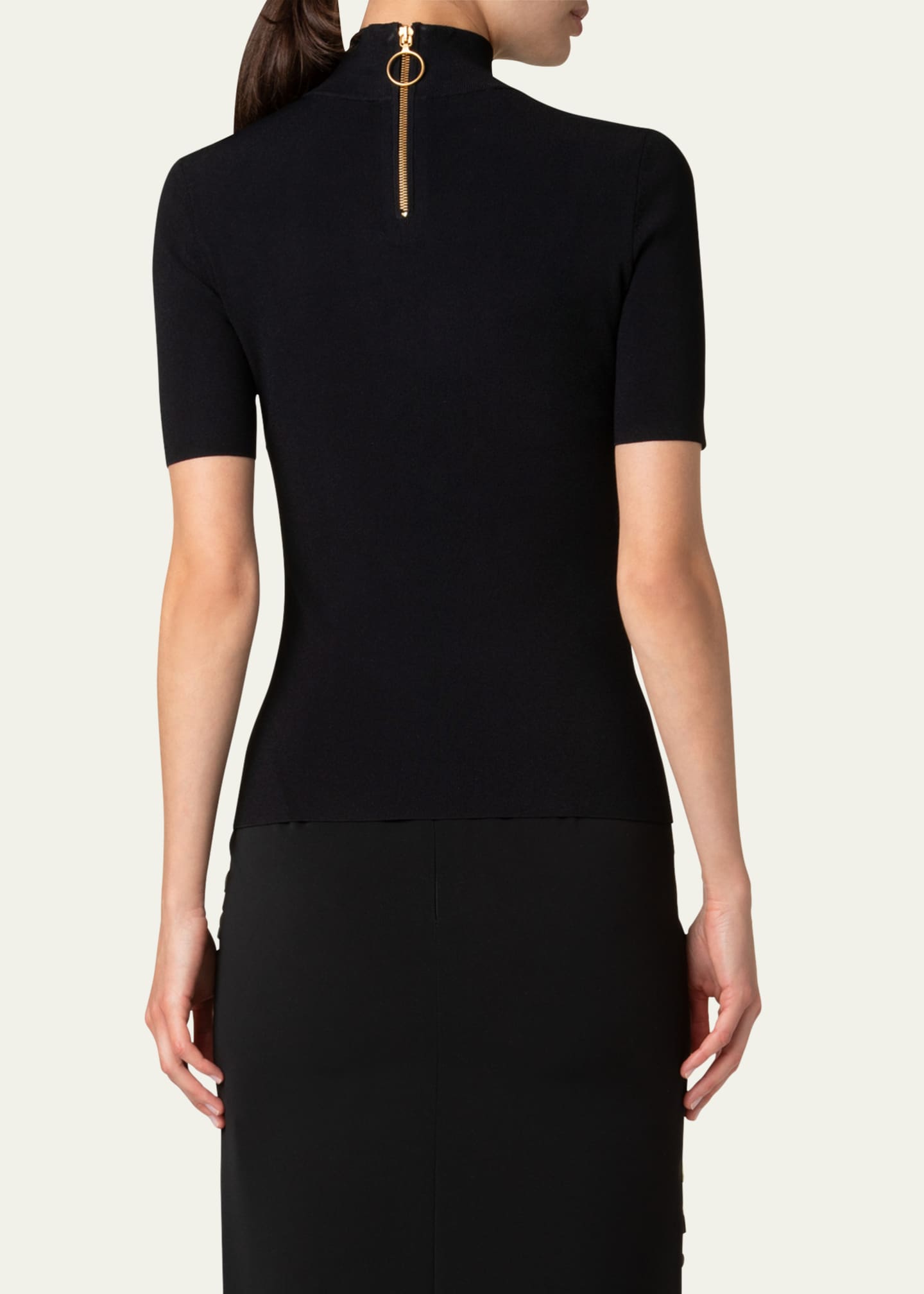 Akris punto Fitted Knit Viscose-Blend Sweater Image 3 of 5