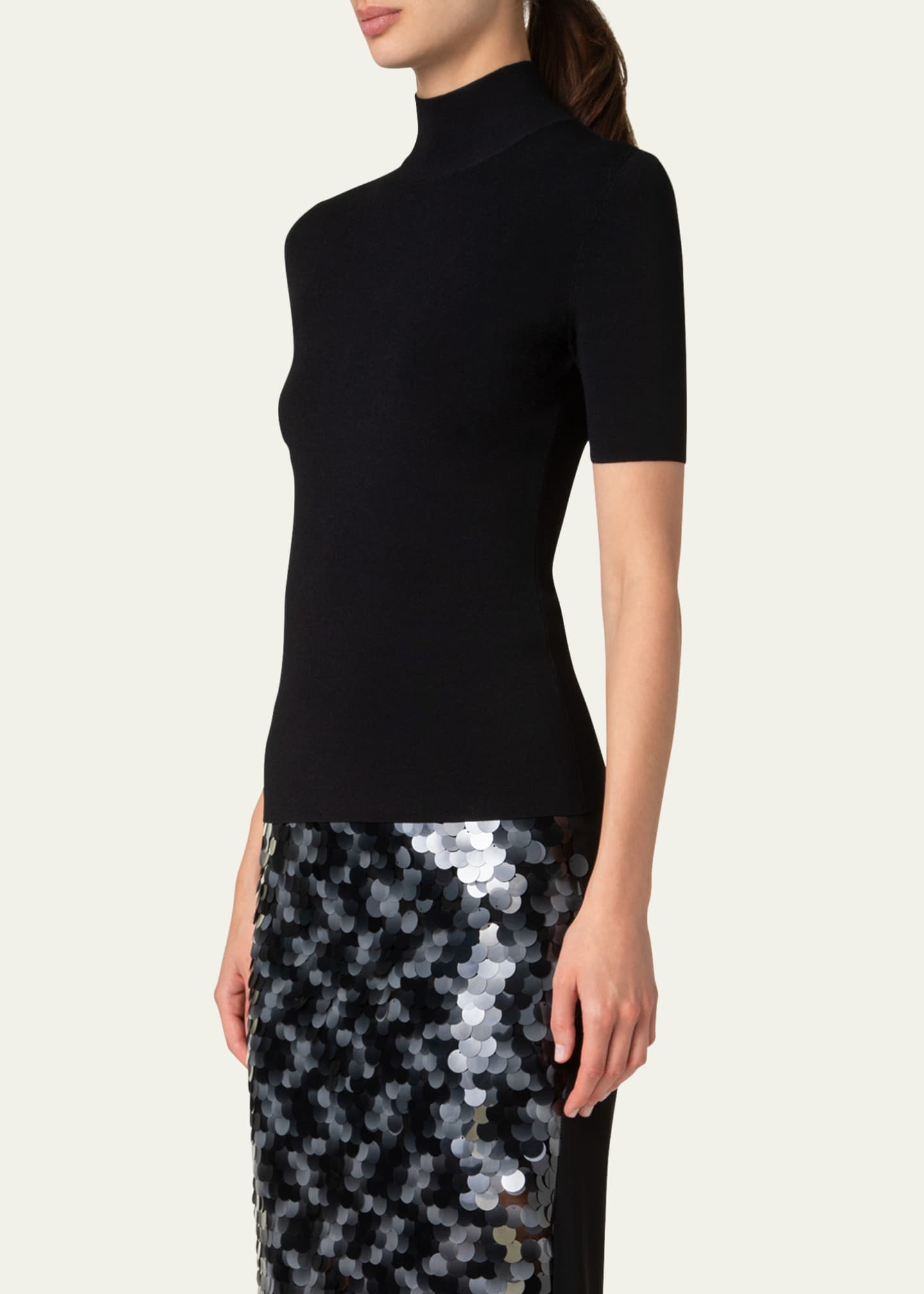 Akris punto Fitted Knit Viscose-Blend Sweater Image 4 of 5