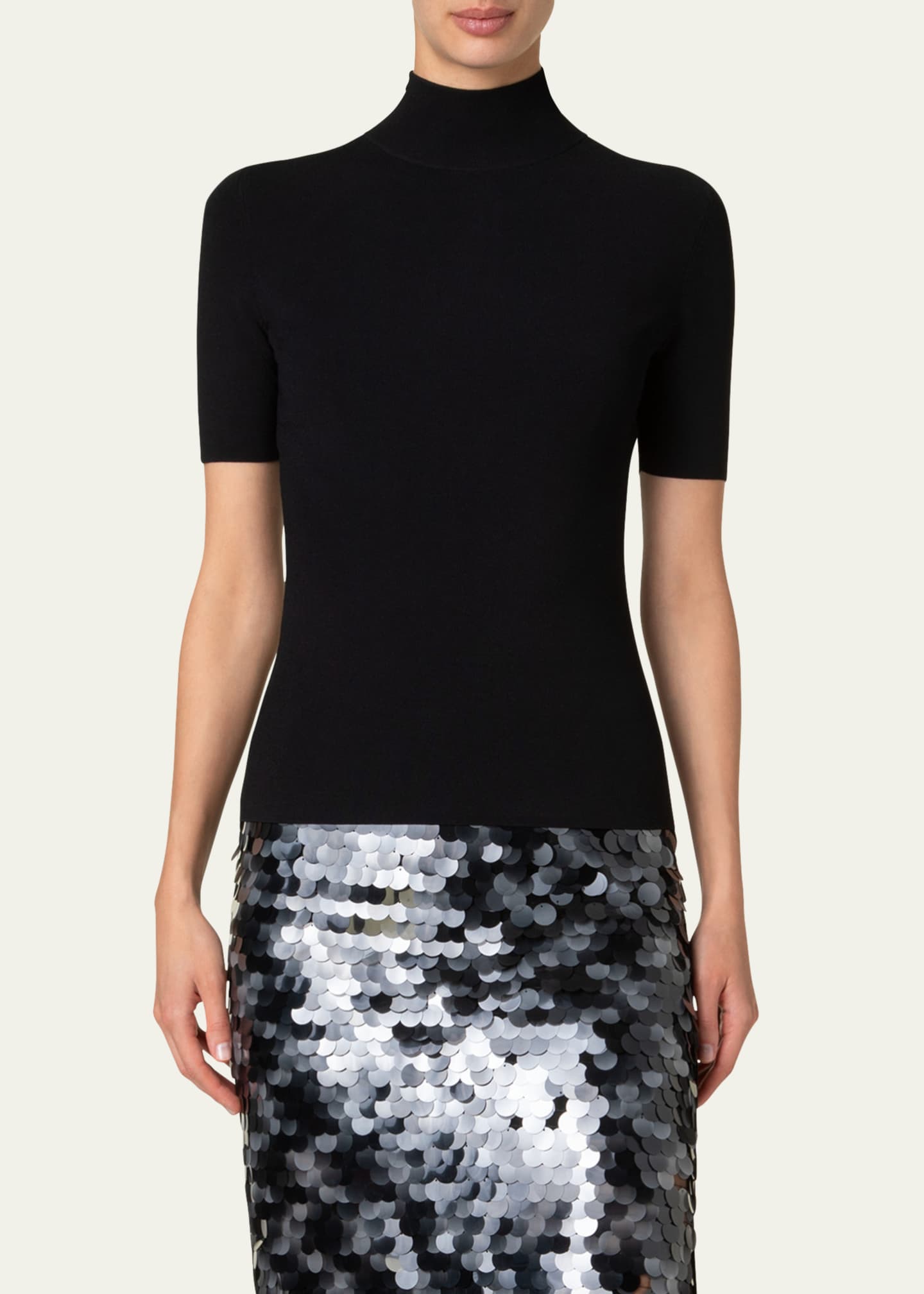 Akris punto Fitted Knit Viscose-Blend Sweater Image 5 of 5