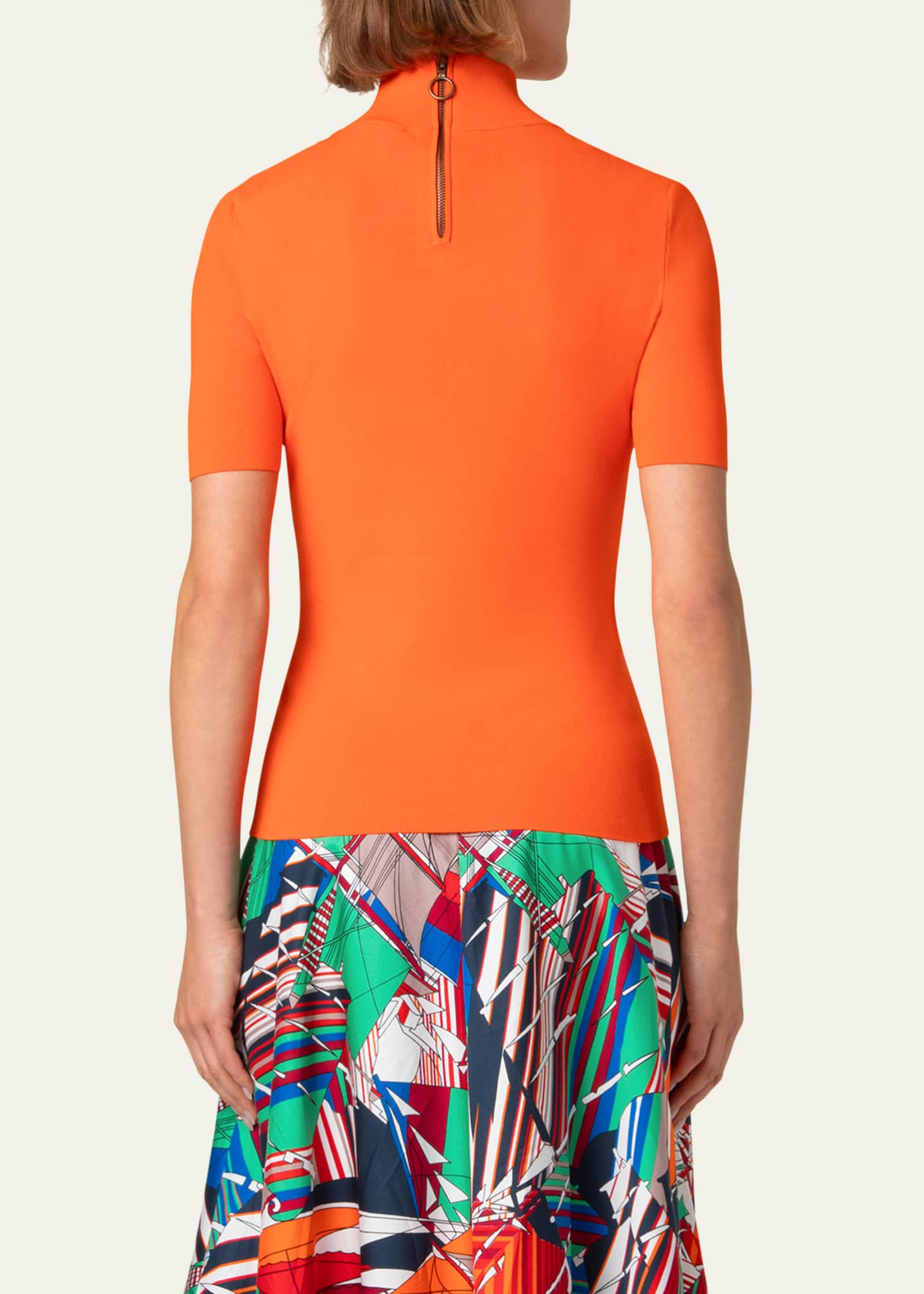 Akris punto Fitted Knit Viscose-Blend Sweater Image 3 of 5