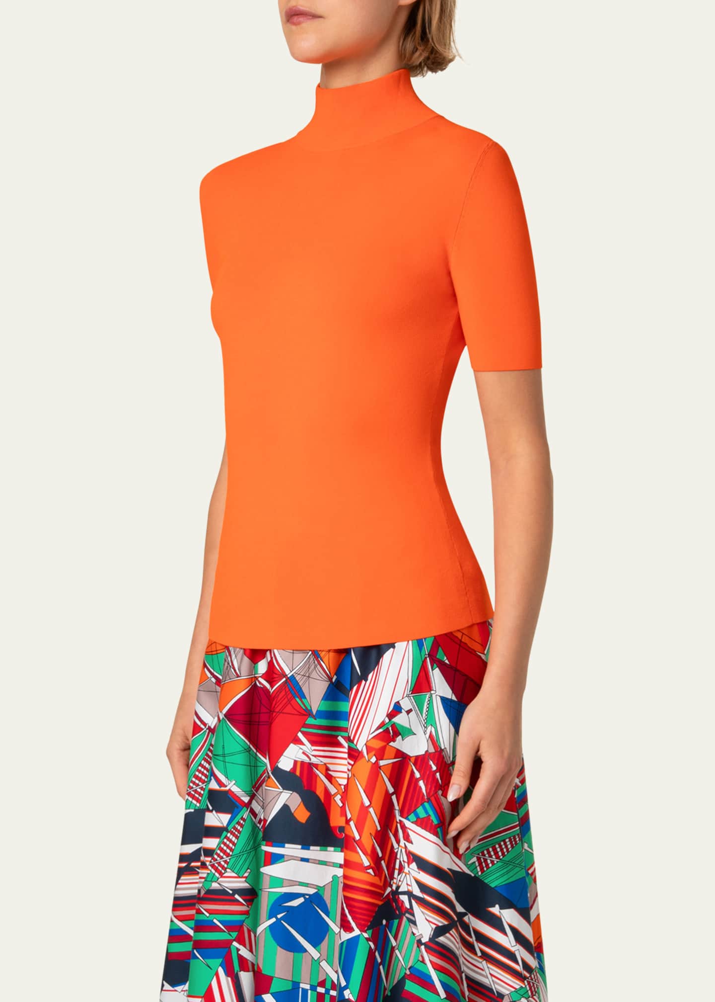 Akris punto Fitted Knit Viscose-Blend Sweater Image 4 of 5