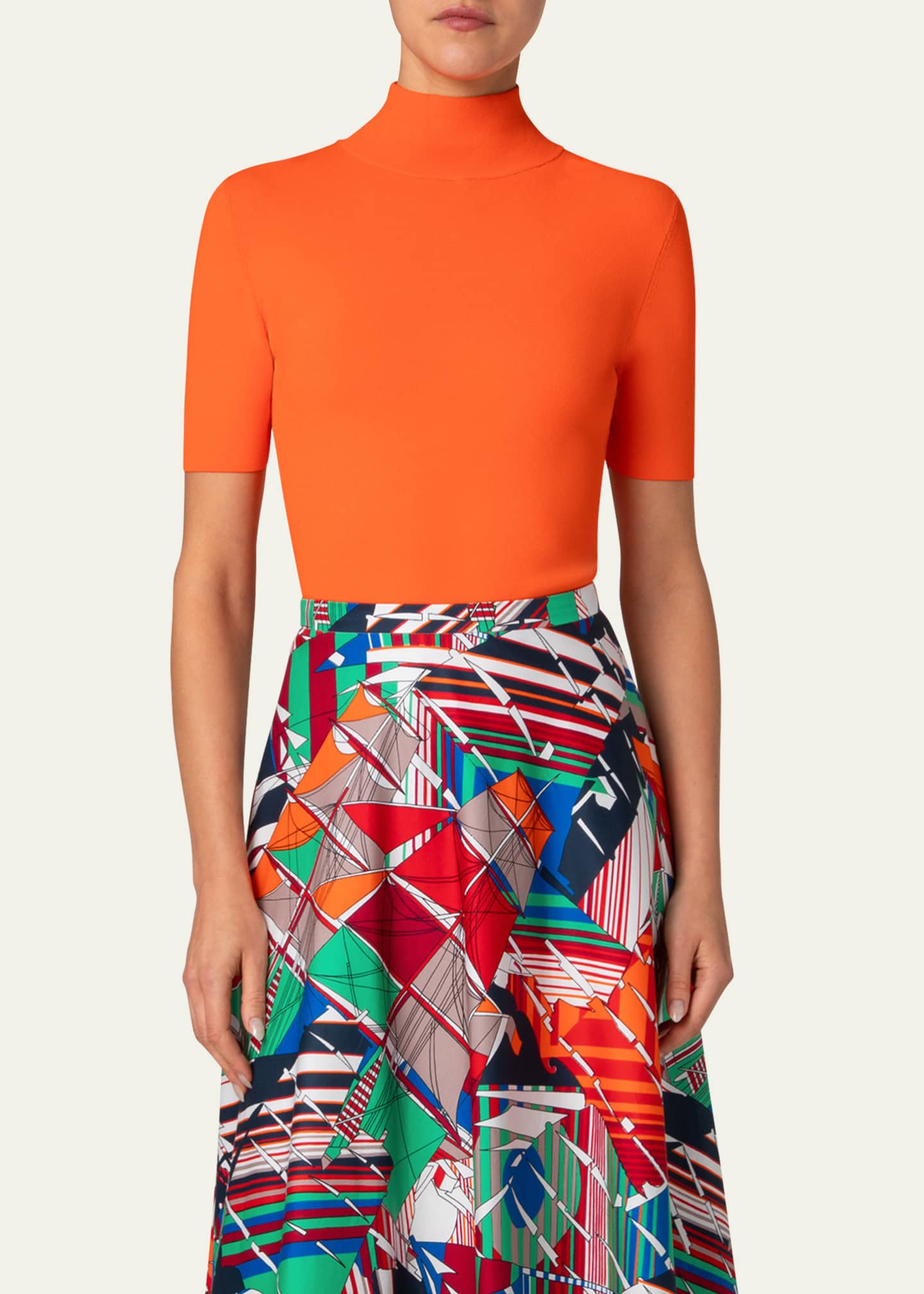 Akris punto Fitted Knit Viscose-Blend Sweater Image 5 of 5