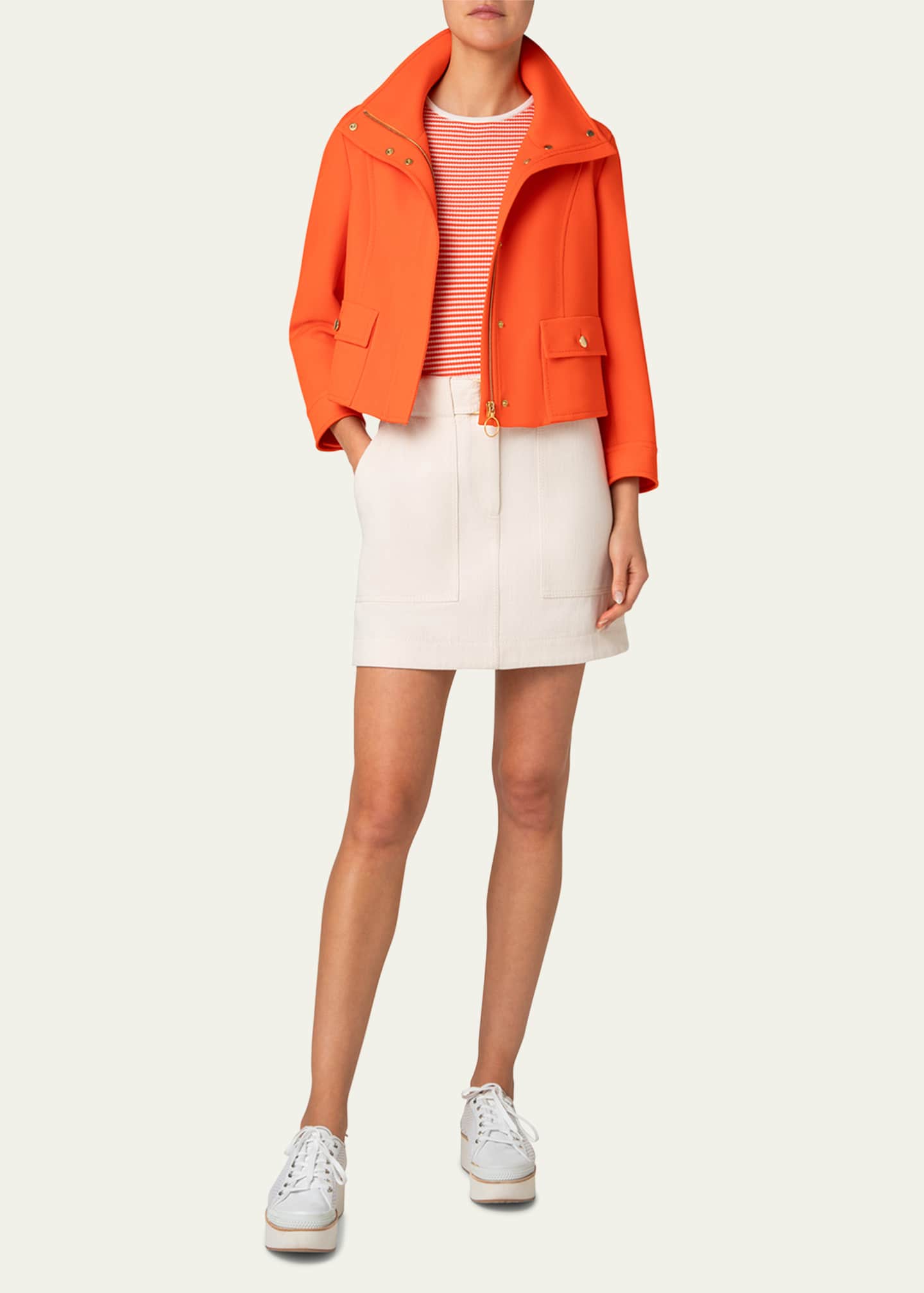 Akris punto Fitted Wool Tricotine Jacket Image 2 of 5
