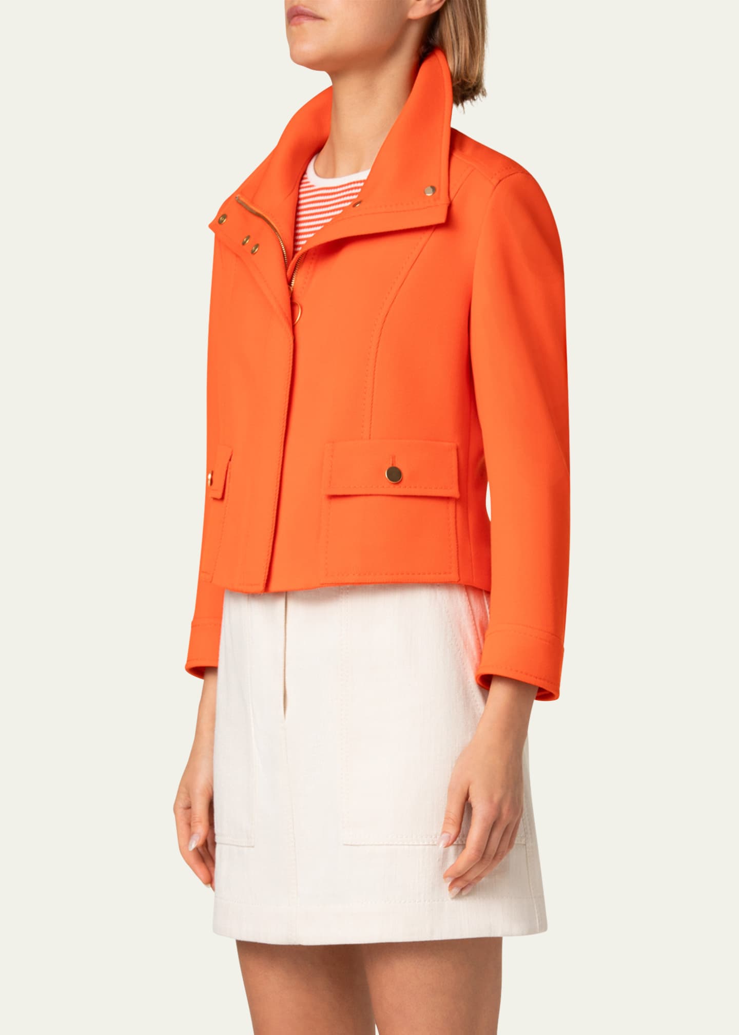 Akris punto Fitted Wool Tricotine Jacket Image 4 of 5