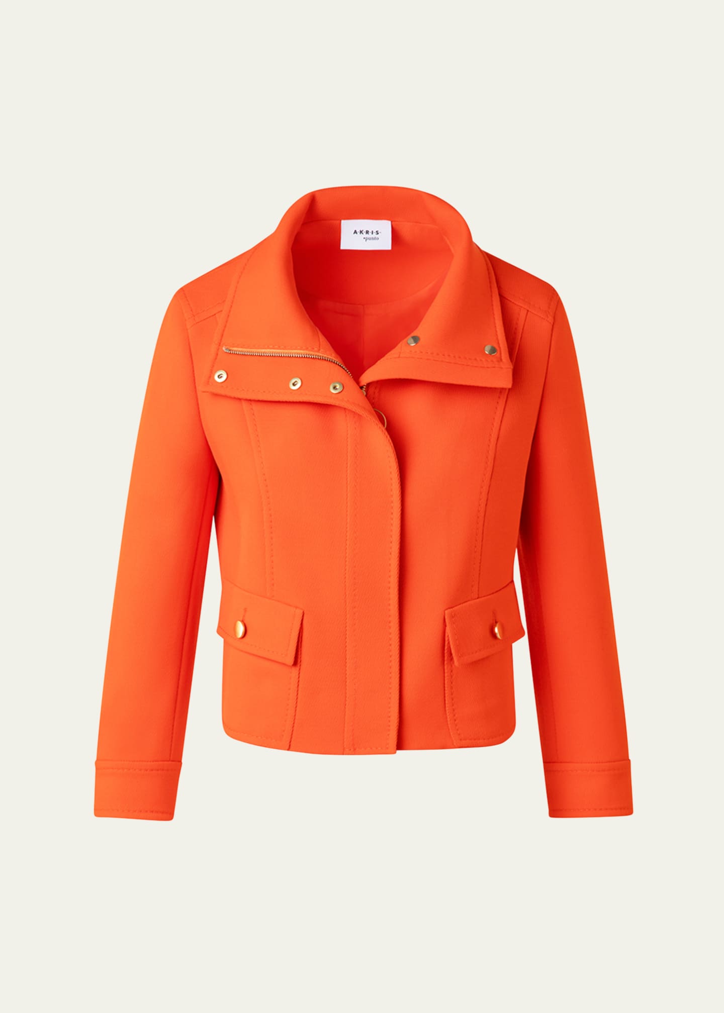 Akris punto Fitted Wool Tricotine Jacket Image 1 of 5