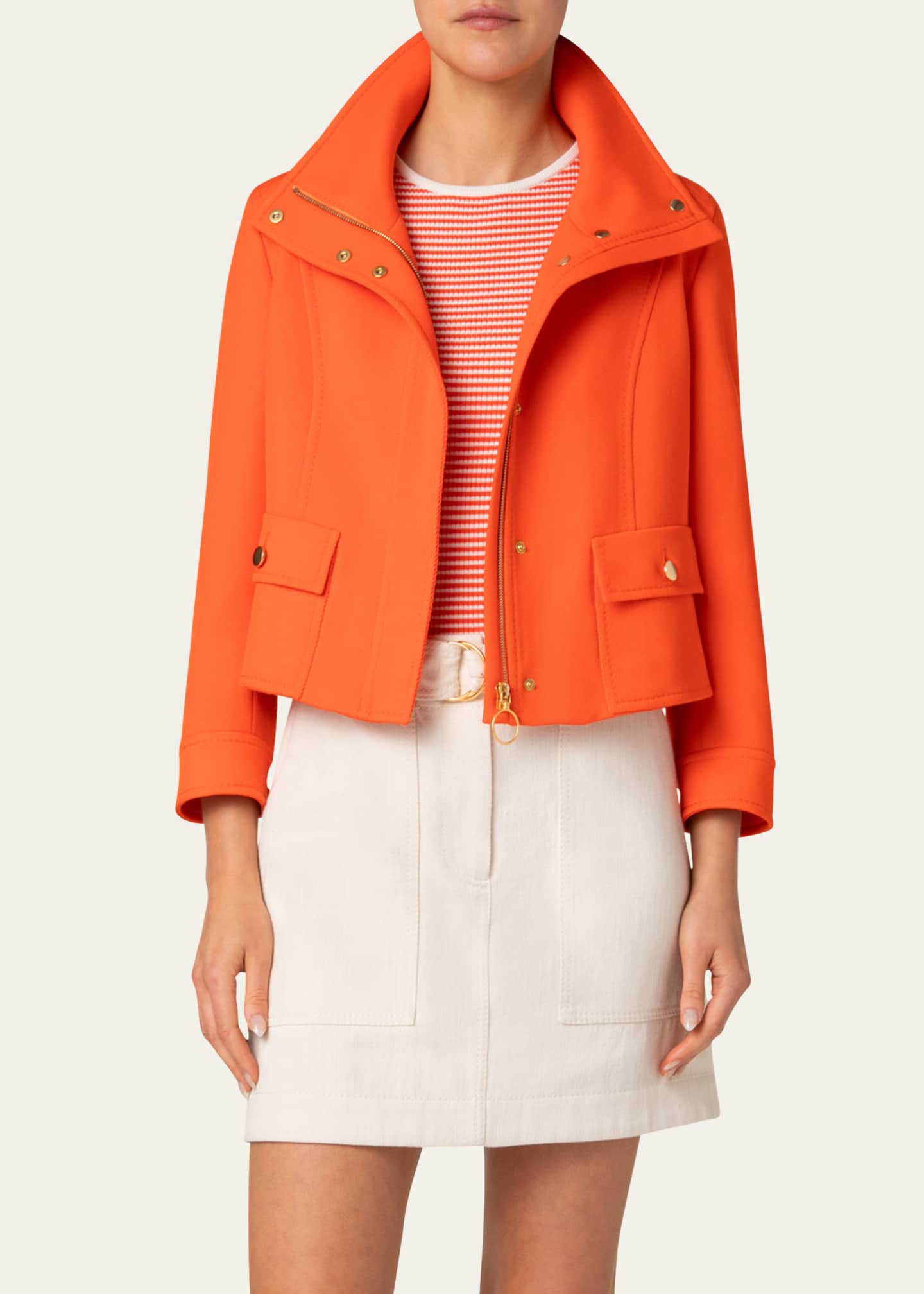 Akris punto Fitted Wool Tricotine Jacket Image 5 of 5