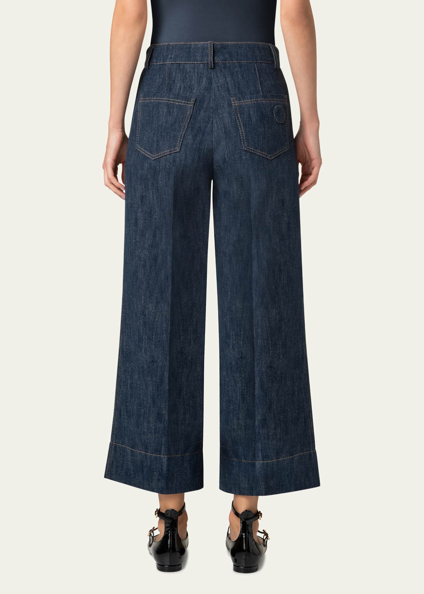 Akris punto Chiara Wide Leg Cotton Wool Denim Pants Image 3 of 4