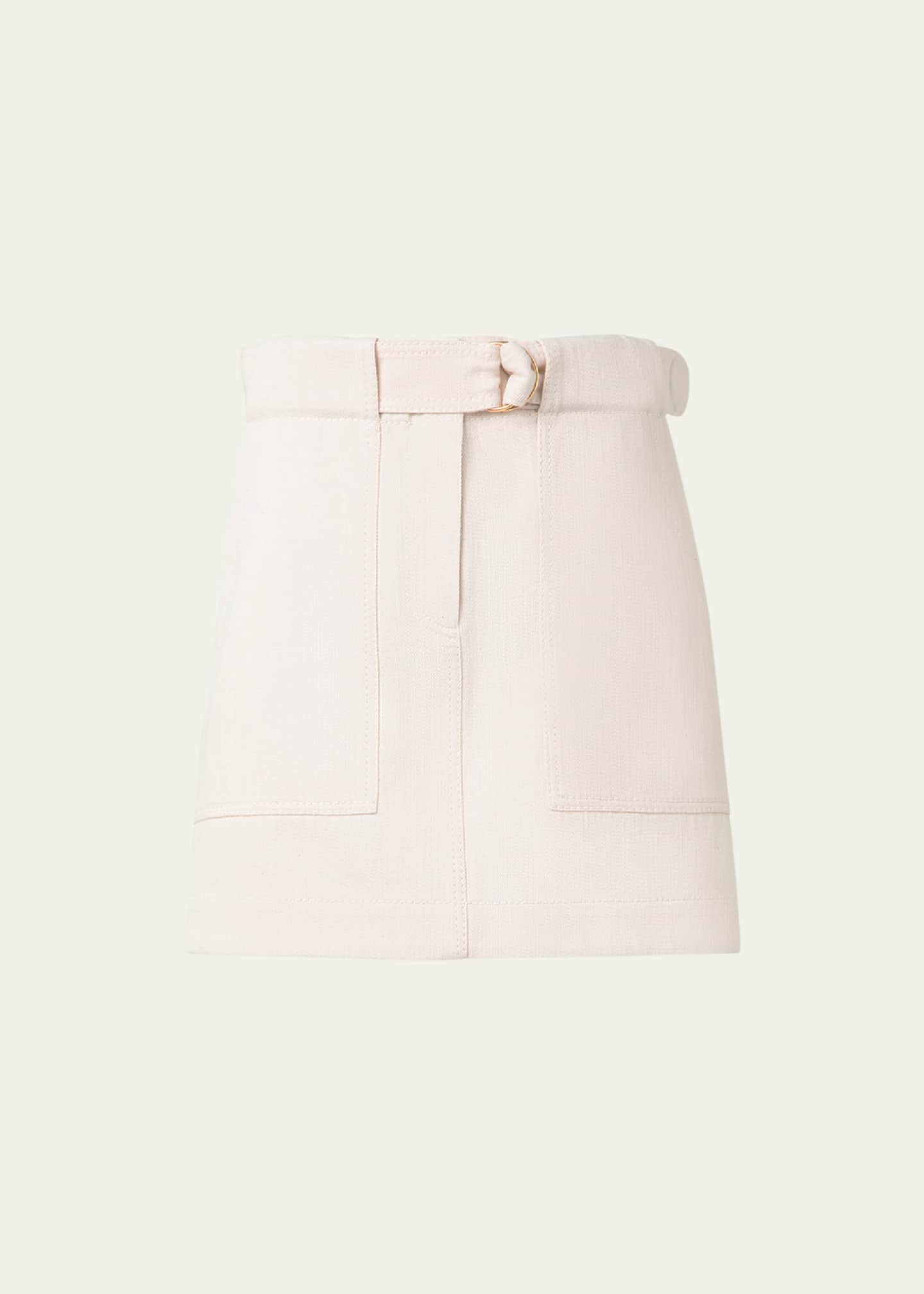 Akris punto Belted Cotton Wool Denim Mini Skirt Image 1 of 4