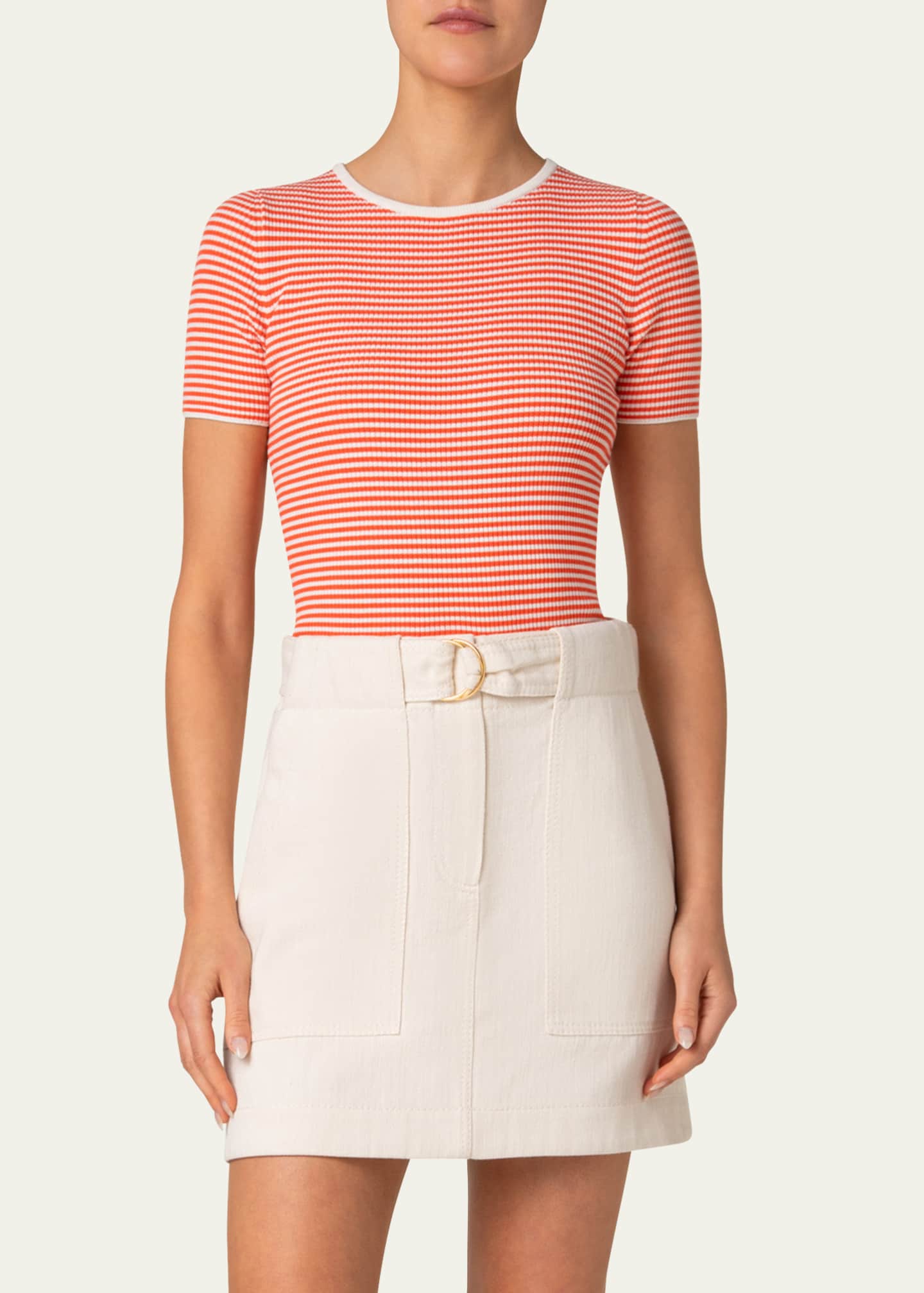 Akris punto Sailor Stripe Ribbed Wool T-Shirt Image 5 of 5