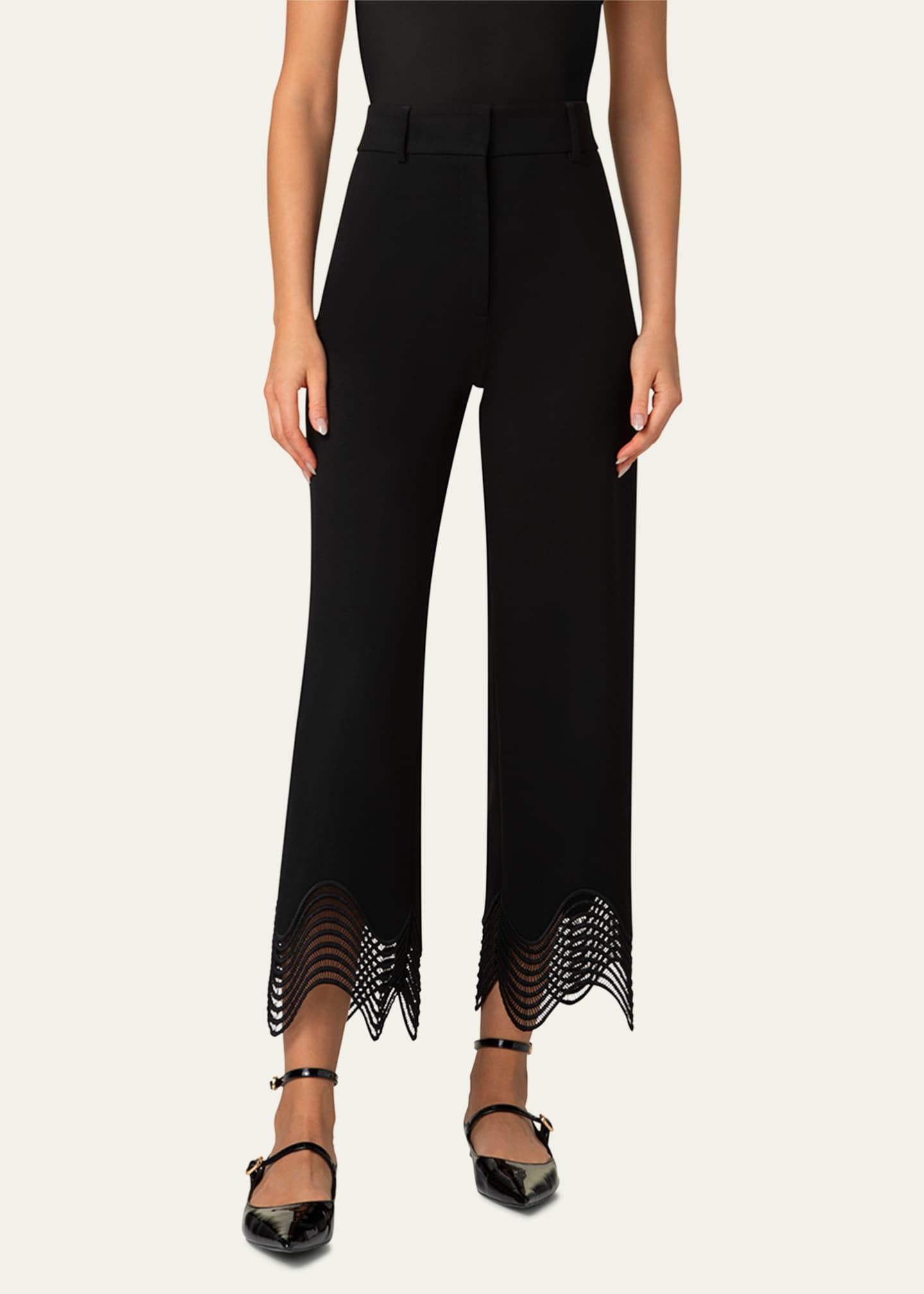 Akris punto Chieko Waved Lace Wide Leg Jersey Pants Image 2 of 5