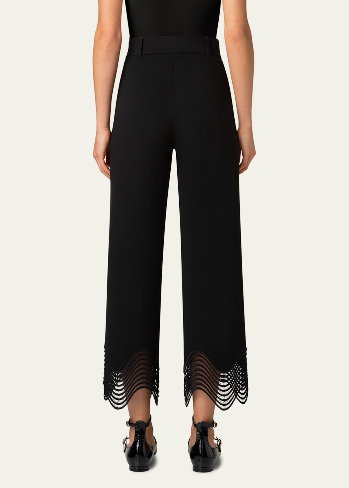 Akris punto Chieko Waved Lace Wide Leg Jersey Pants Image 3 of 5