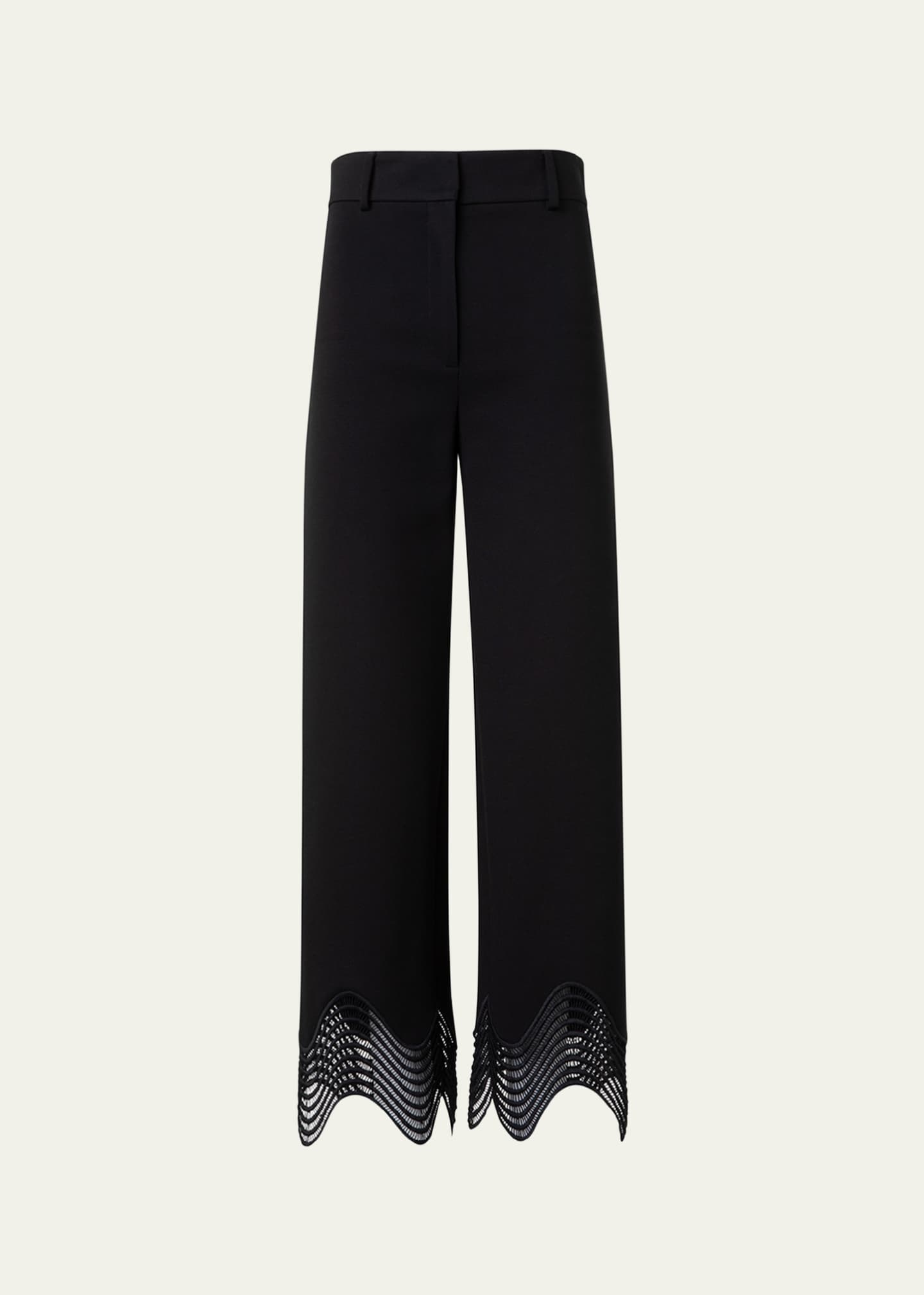 Akris punto Chieko Waved Lace Wide Leg Jersey Pants Image 1 of 5