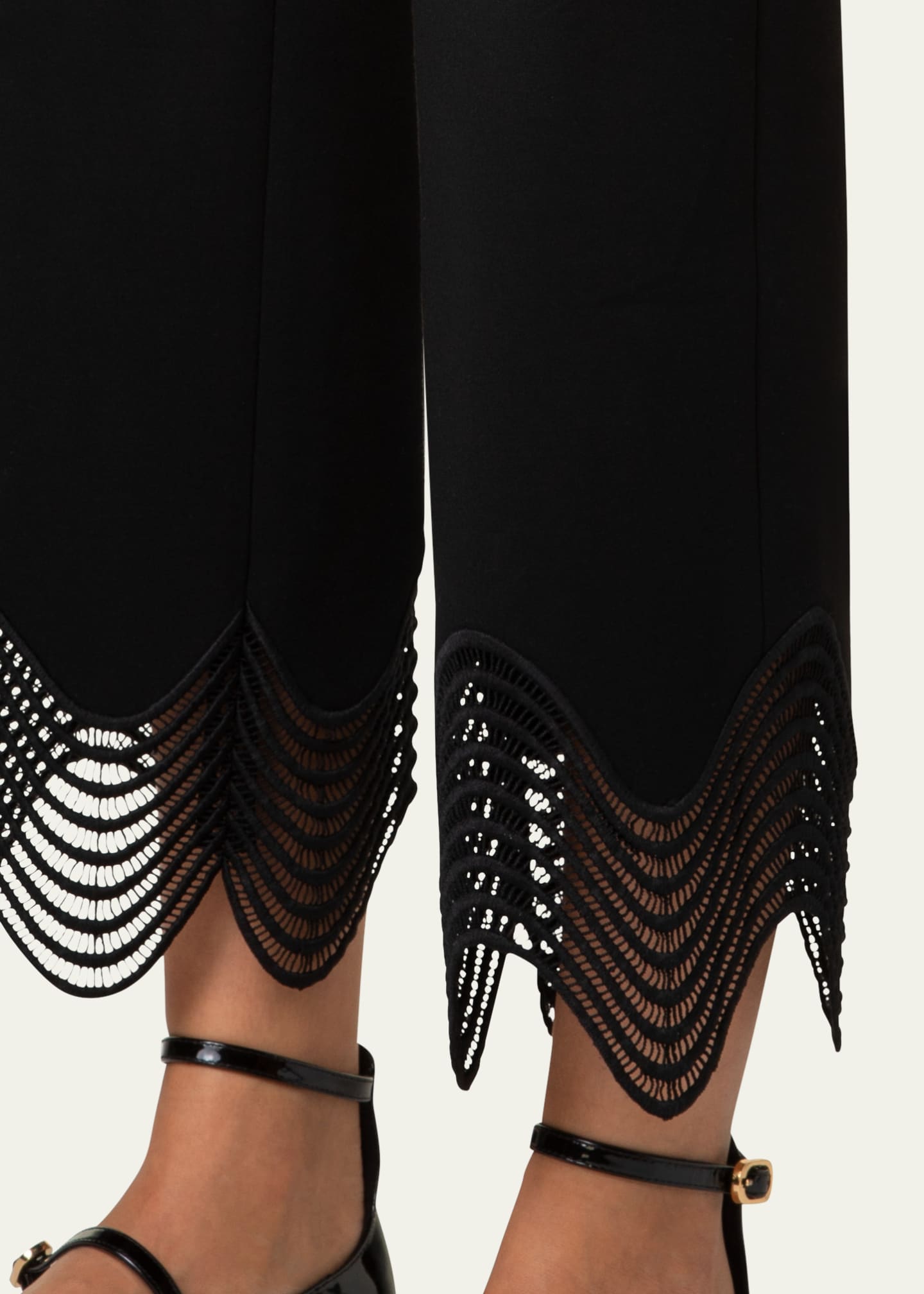 Akris punto Chieko Waved Lace Wide Leg Jersey Pants Image 5 of 5