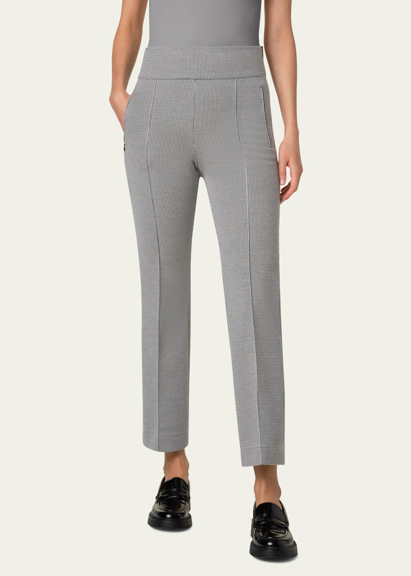Akris punto Maxine Micro Houndstooth High Waist Jersey Pants Image 2 of 5