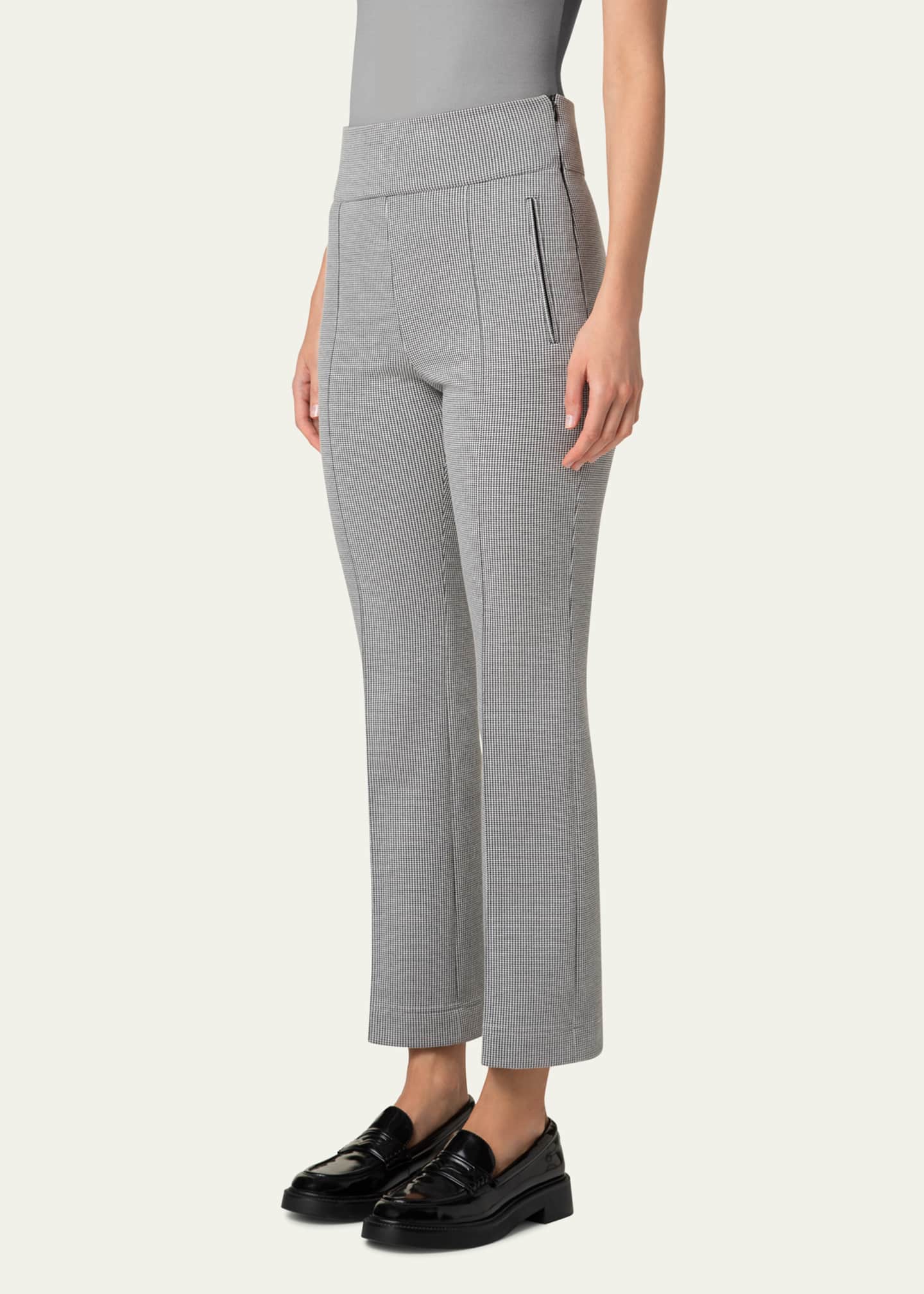 Akris punto Maxine Micro Houndstooth High Waist Jersey Pants Image 4 of 5