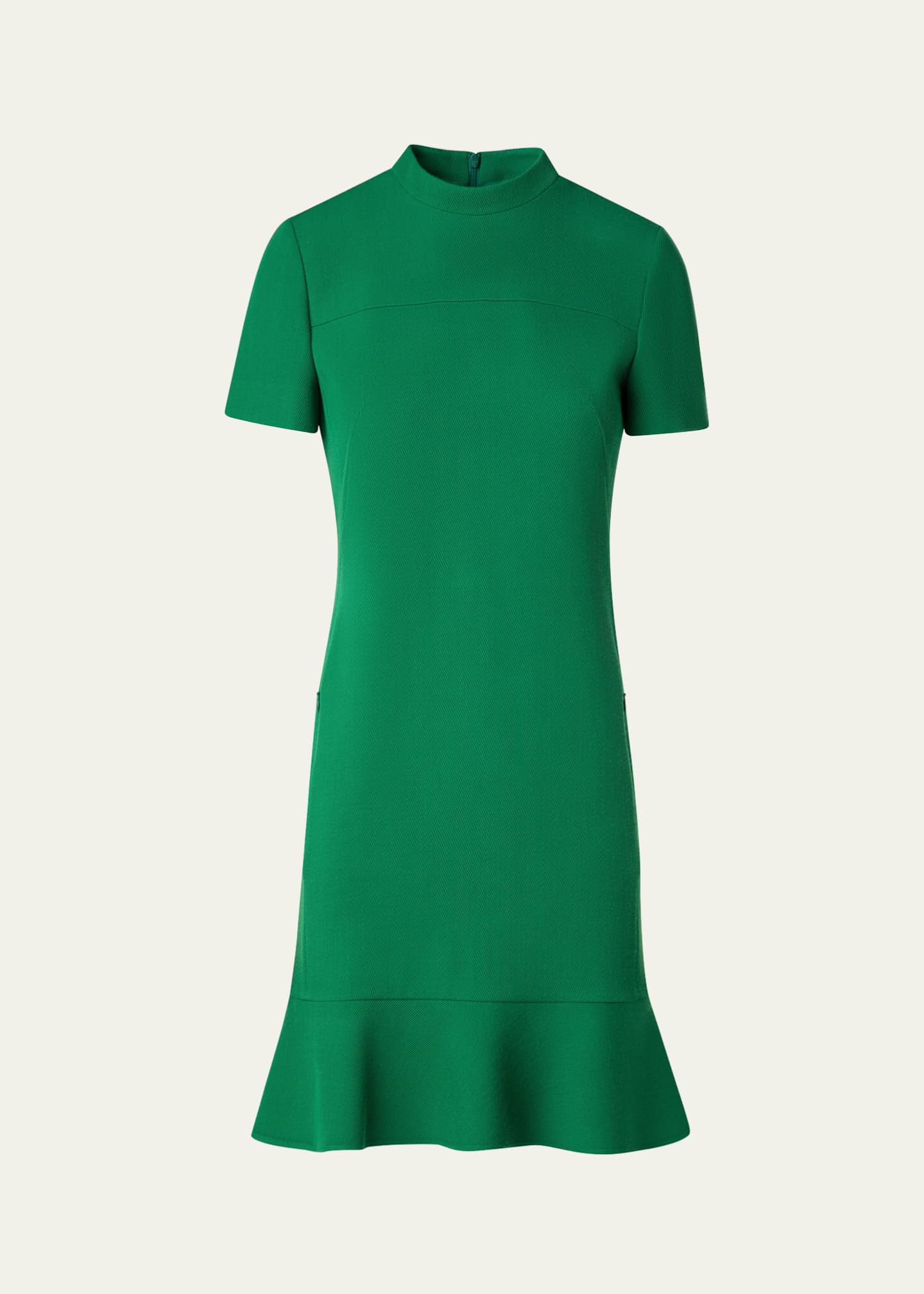 Akris punto Short Ruffle Hem Wool Tricotine Dress Image 1 of 4