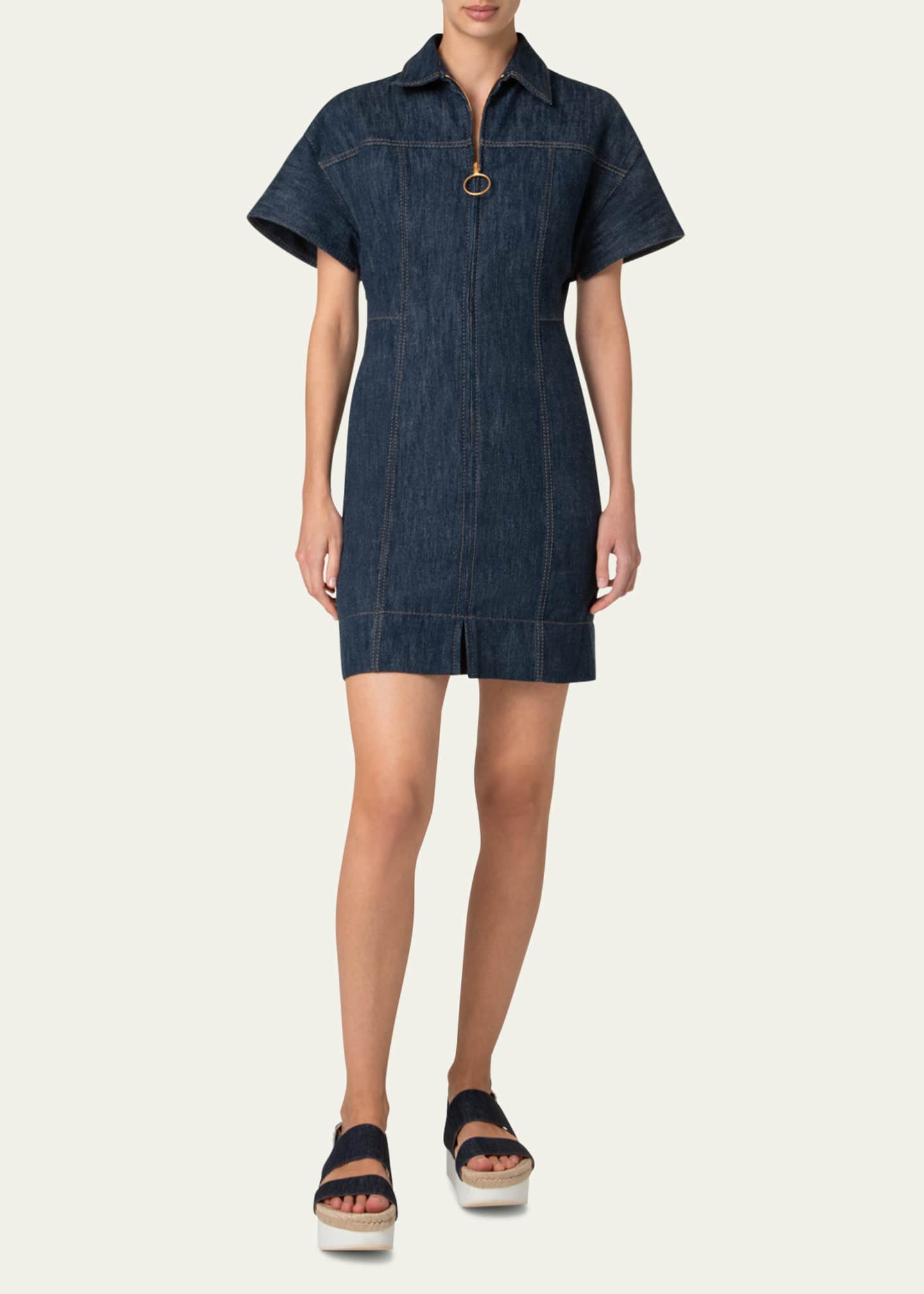 Akris punto Mini Cotton Wool Denim Dress Image 2 of 4