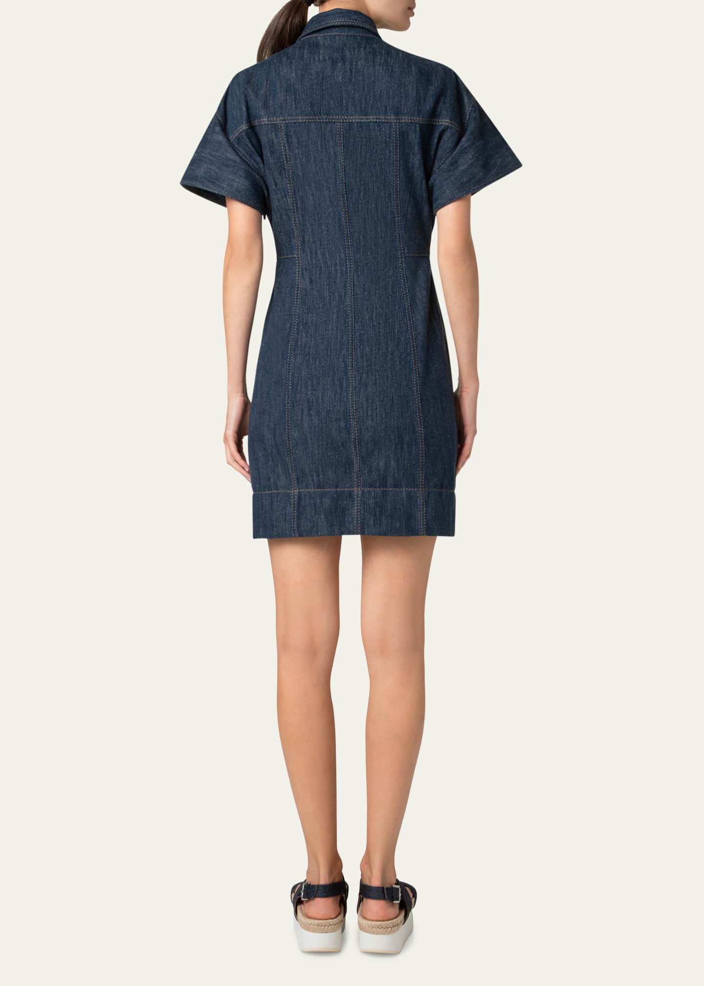 Akris punto Mini Cotton Wool Denim Dress Image 3 of 4