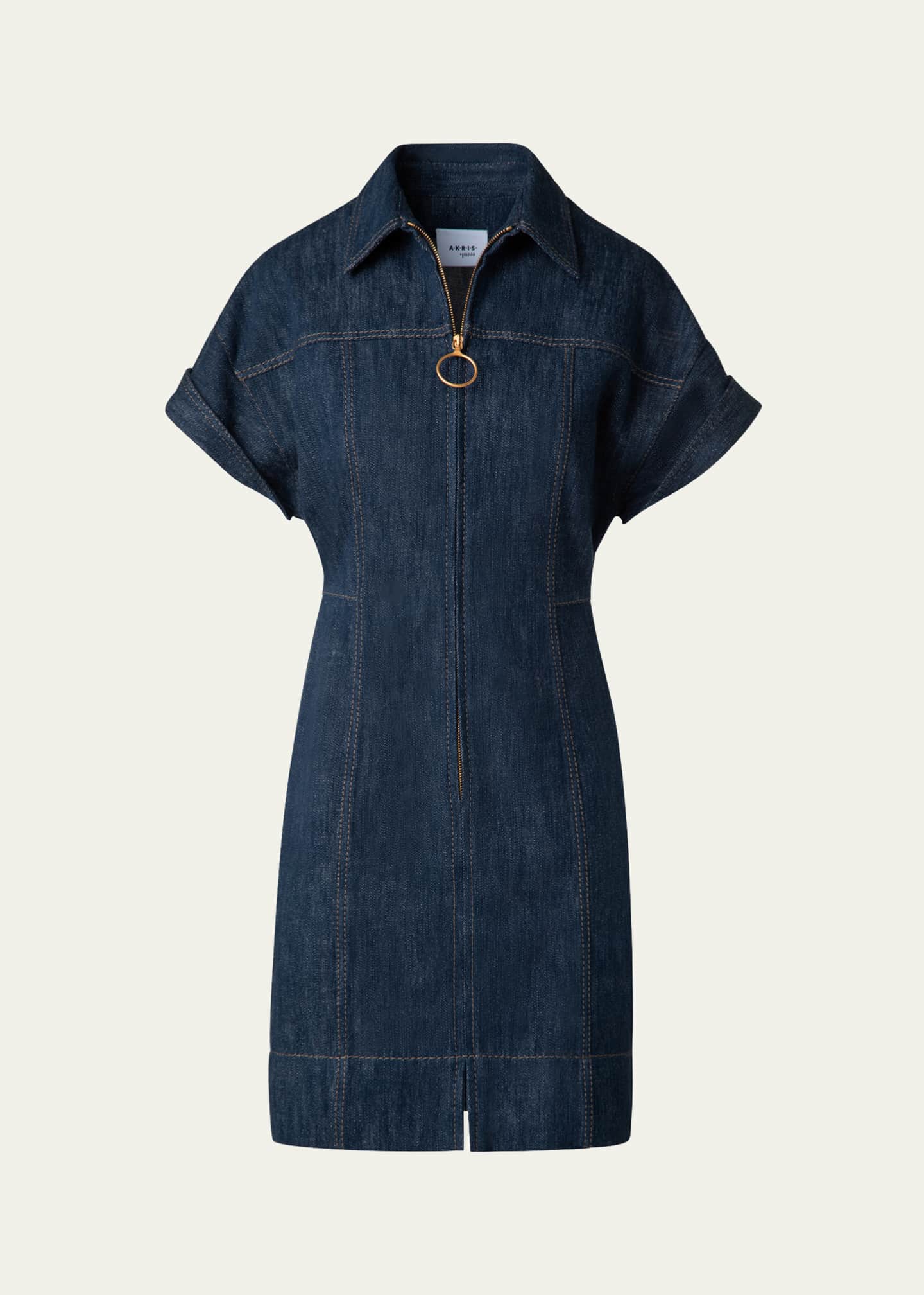 Akris punto Mini Cotton Wool Denim Dress Image 1 of 4