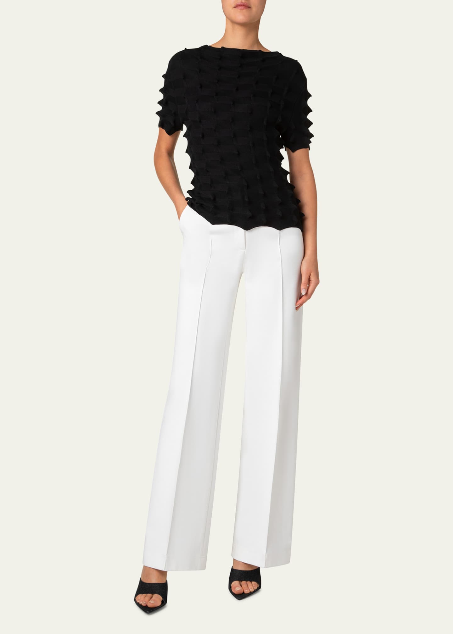 Akris punto 3D Sail Knit Short-Sleeve Sweater Image 2 of 5