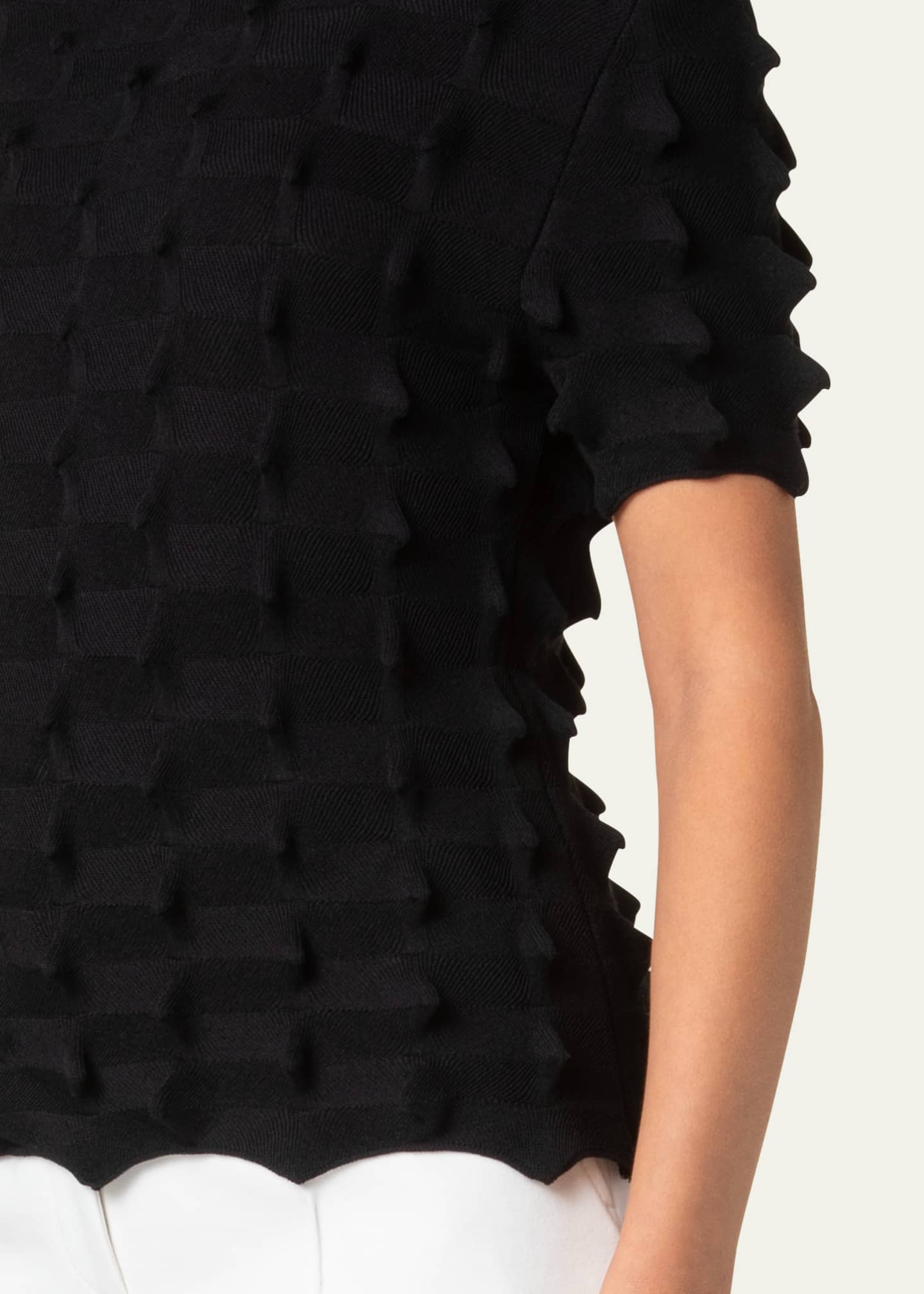 Akris punto 3D Sail Knit Short-Sleeve Sweater Image 5 of 5