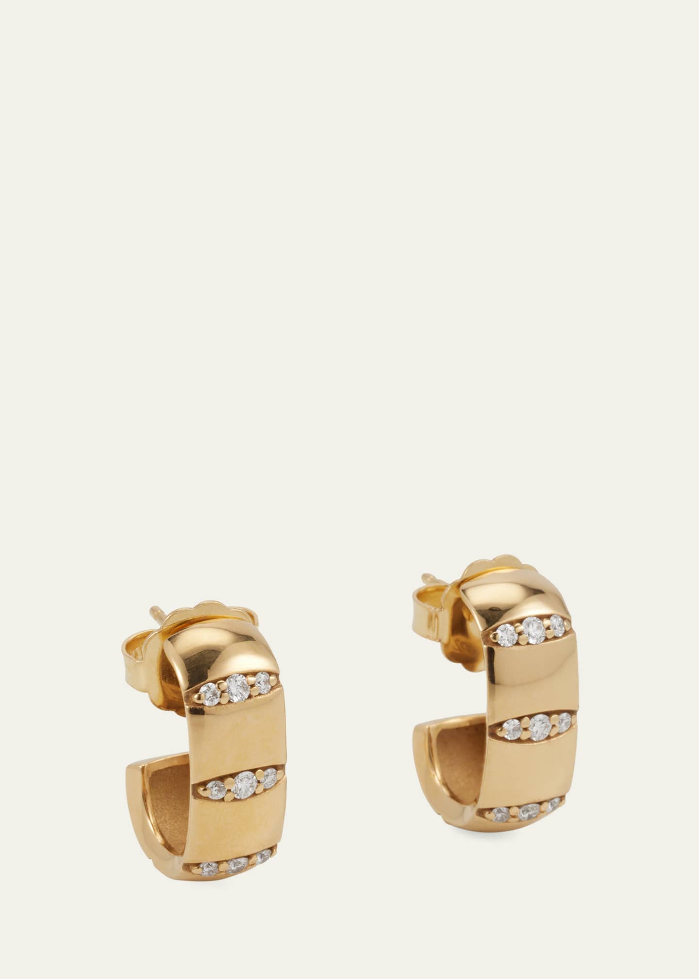 Pamela Zamore 18K Yellow Gold Veda Squared Diamond Hoop Earrings Image 3 of 4