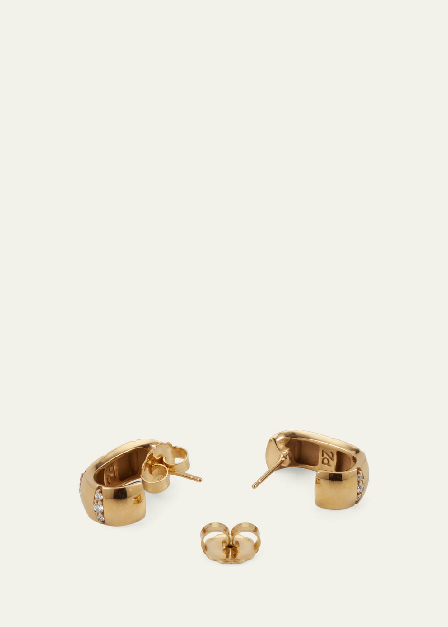 Pamela Zamore 18K Yellow Gold Veda Squared Diamond Hoop Earrings Image 4 of 4