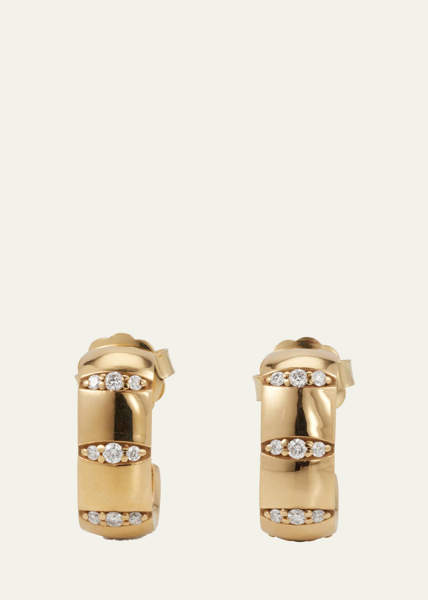 Pamela Zamore 18K Yellow Gold Veda Squared Diamond Hoop Earrings Image 1 of 4