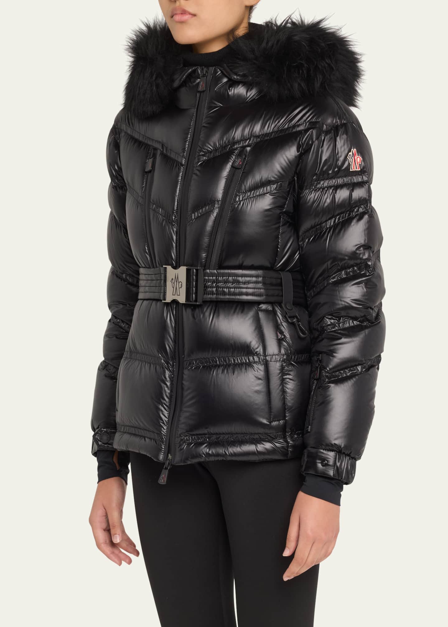 ダウンジャケット・コート MONCLER GRENOBLE WOMEN Bernis Ski Down Jacket Black Moncler Bernis Down Ski Jacket with Detachable Shearling