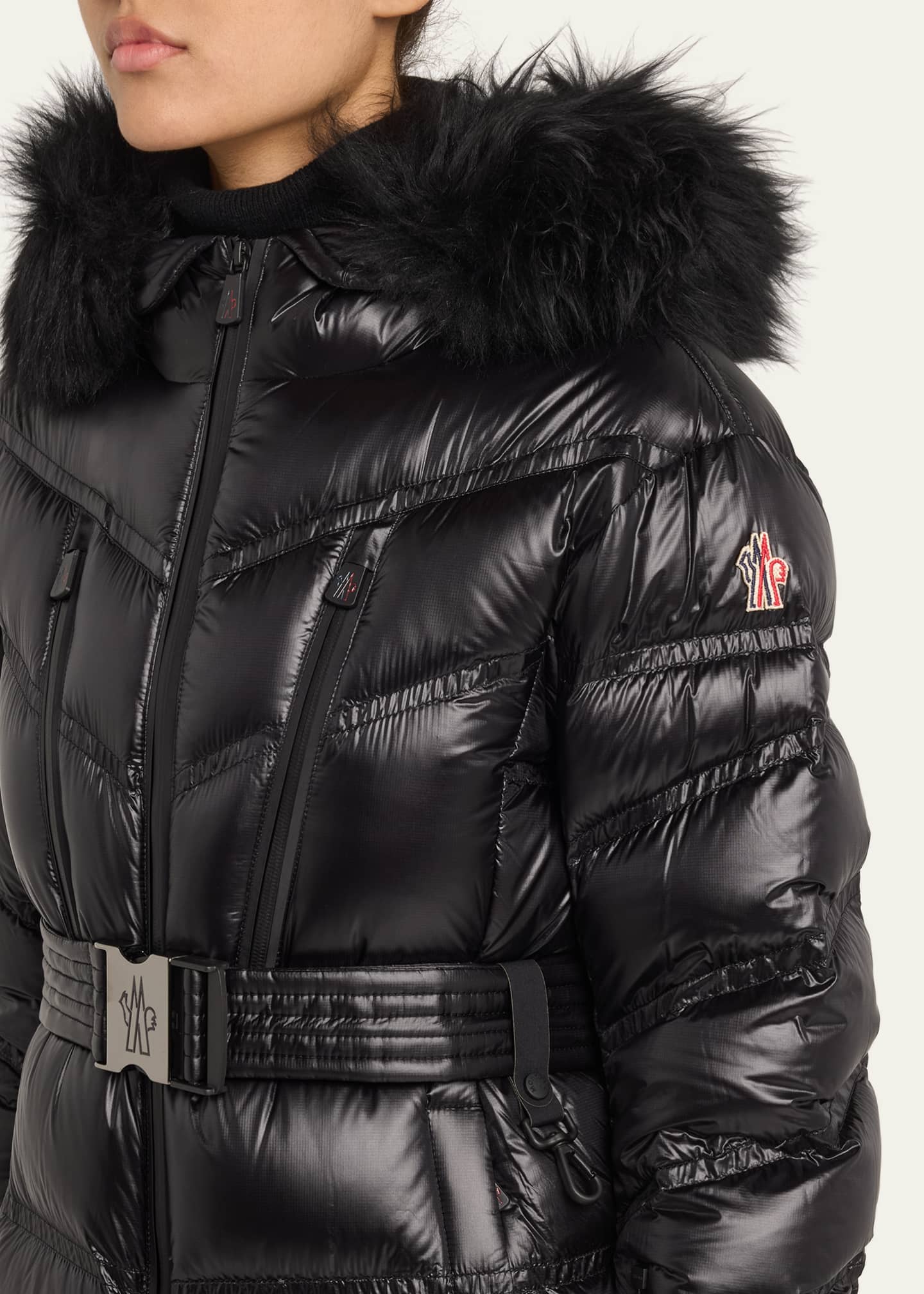 Moncler Bernis Down Ski Jacket with Detachable Shearling