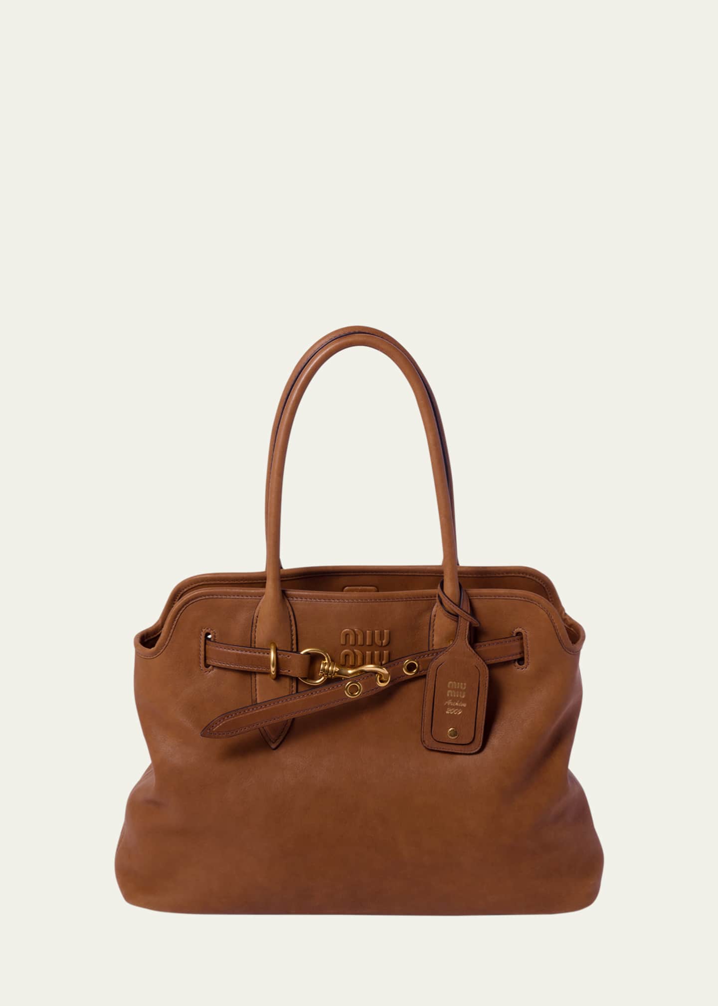 Miu Miu Aventure Large Leather Shoulder Bag Image 1 of 4